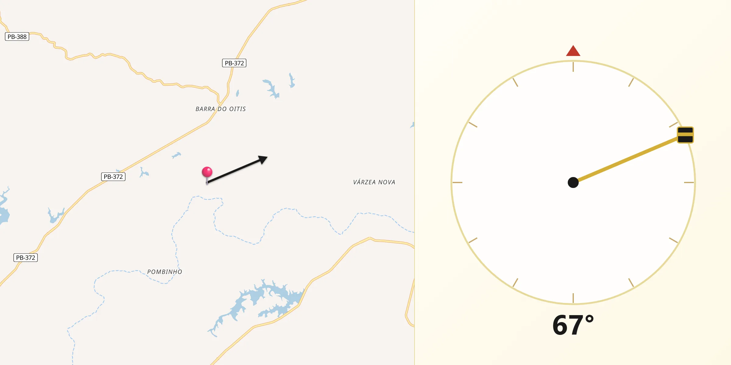 Direção da Qibla a partir de Diamante