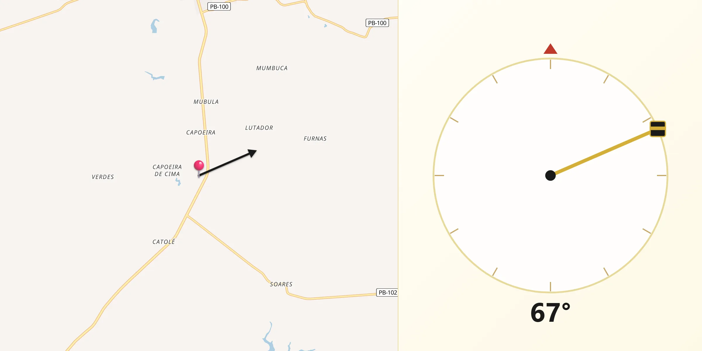 Direção da Qibla a partir de Queimadas