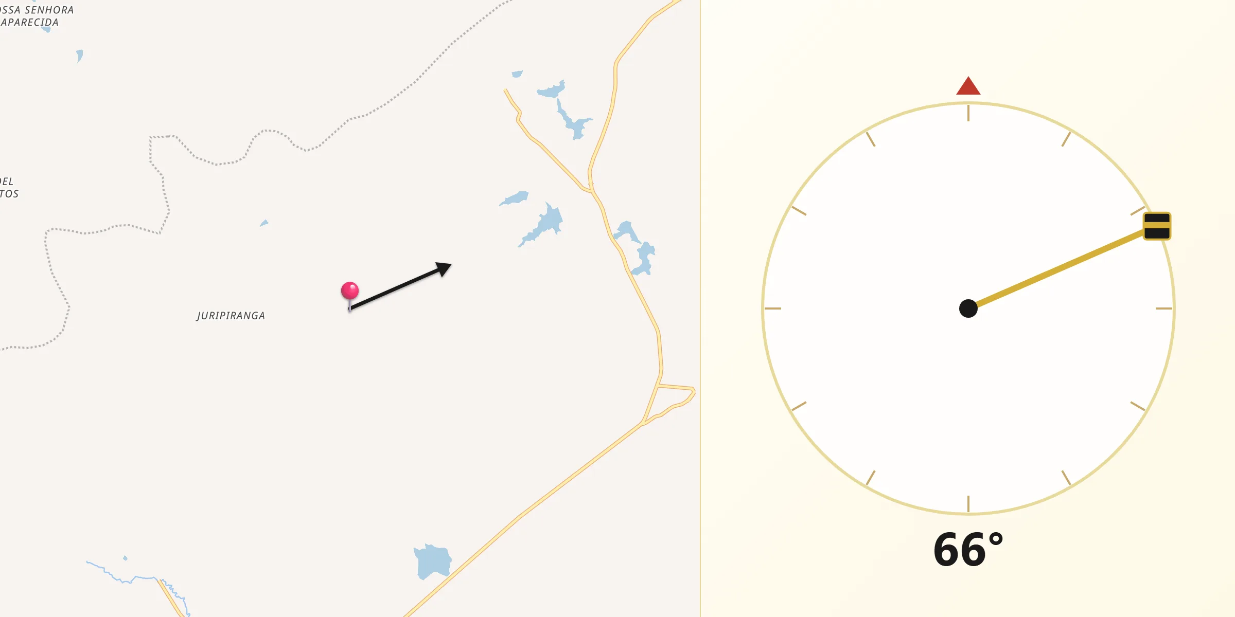 Direção da Qibla a partir de Camutanga