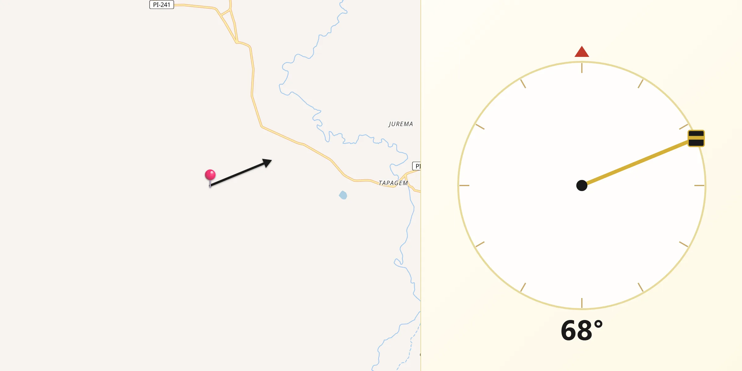 Direção da Qibla a partir de Santo Inácio do Piauí