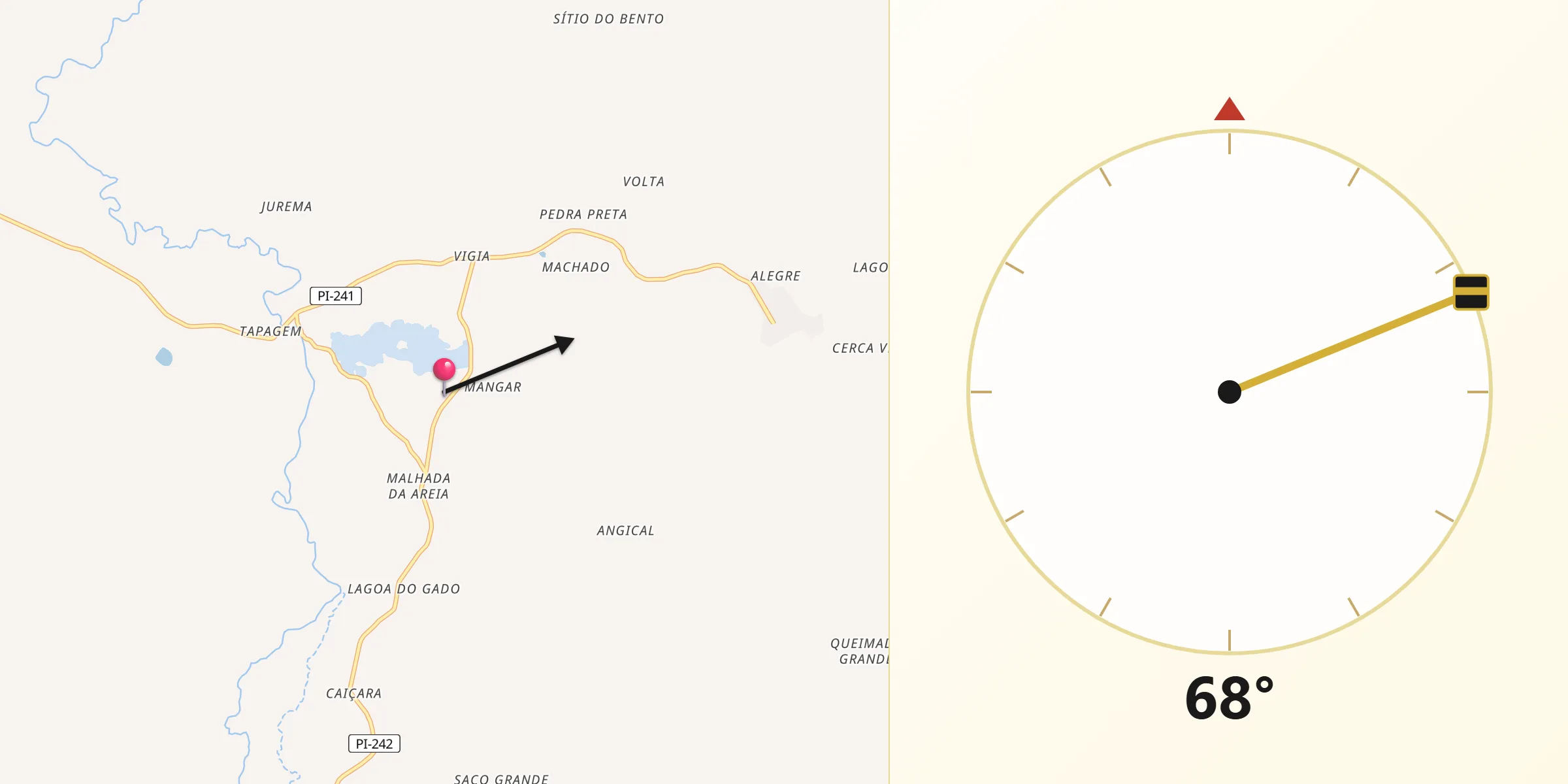 Direção da Qibla a partir de Floresta do Piauí