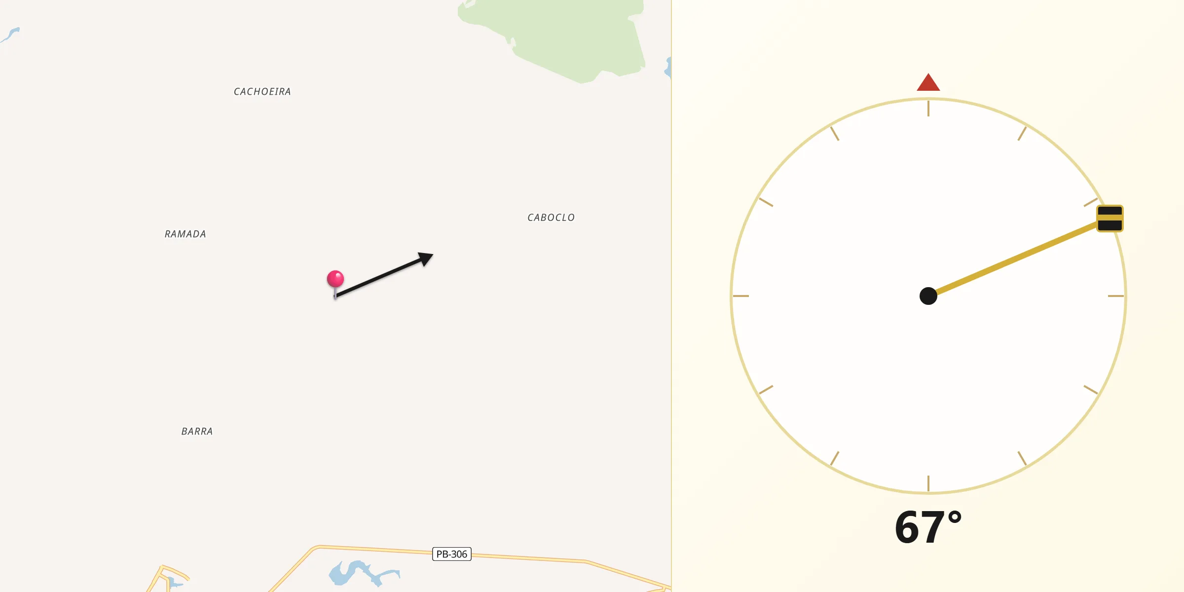 Direção da Qibla a partir de Juru