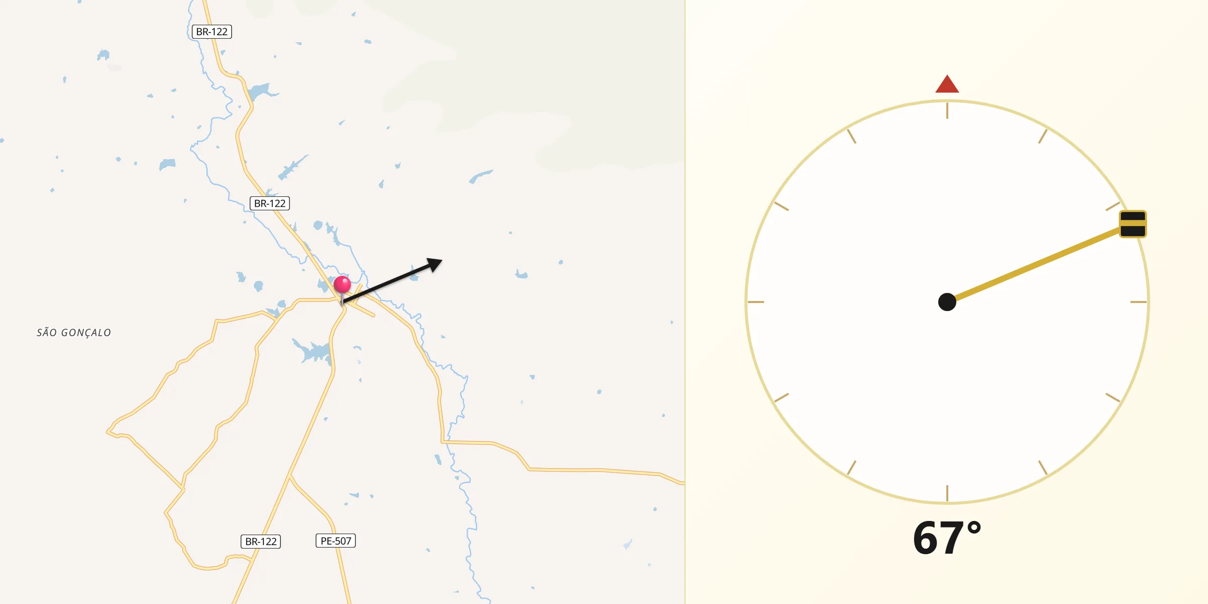 Direção da Qibla a partir de Exu
