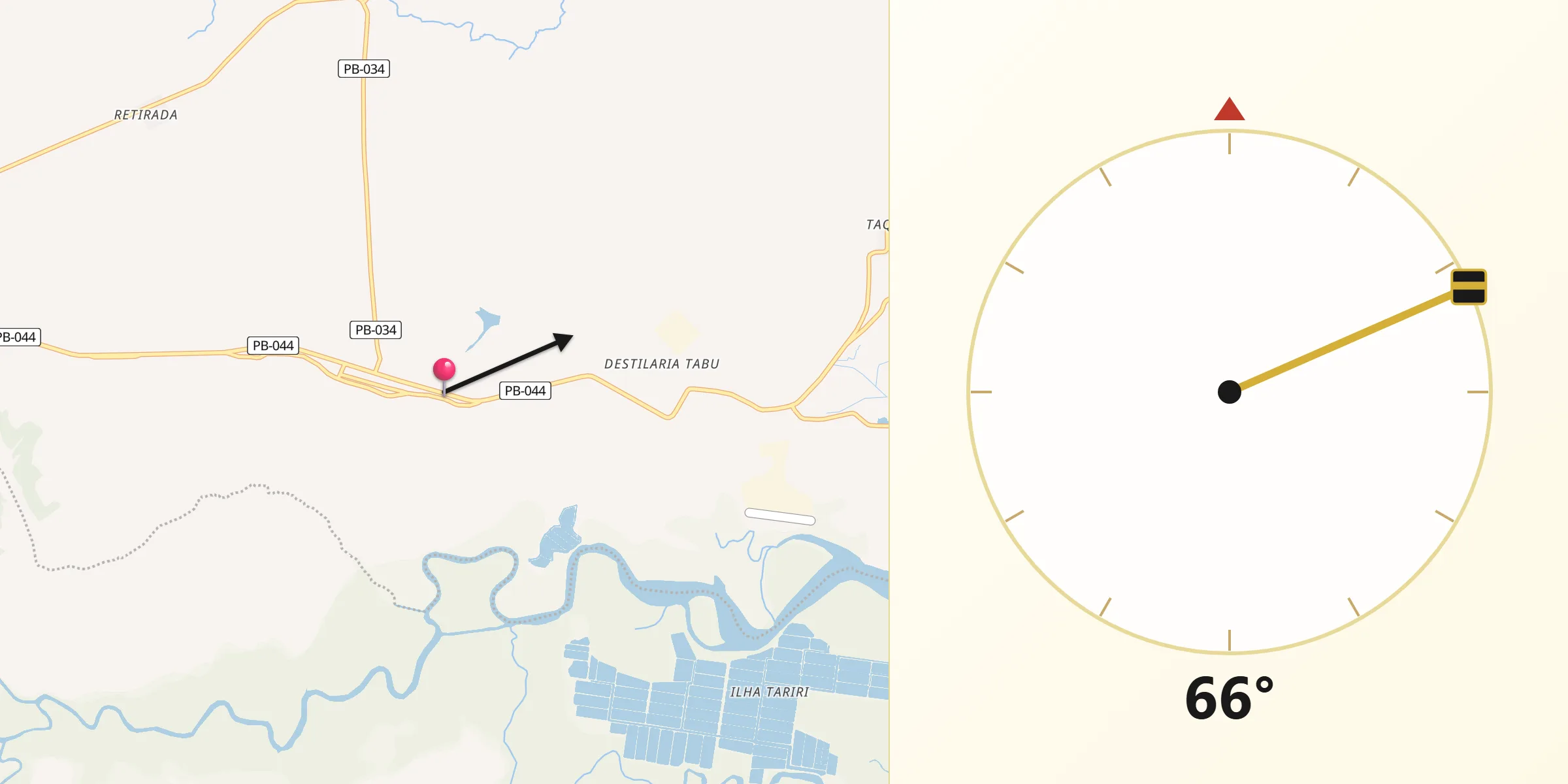 Direção da Qibla a partir de Caaporã