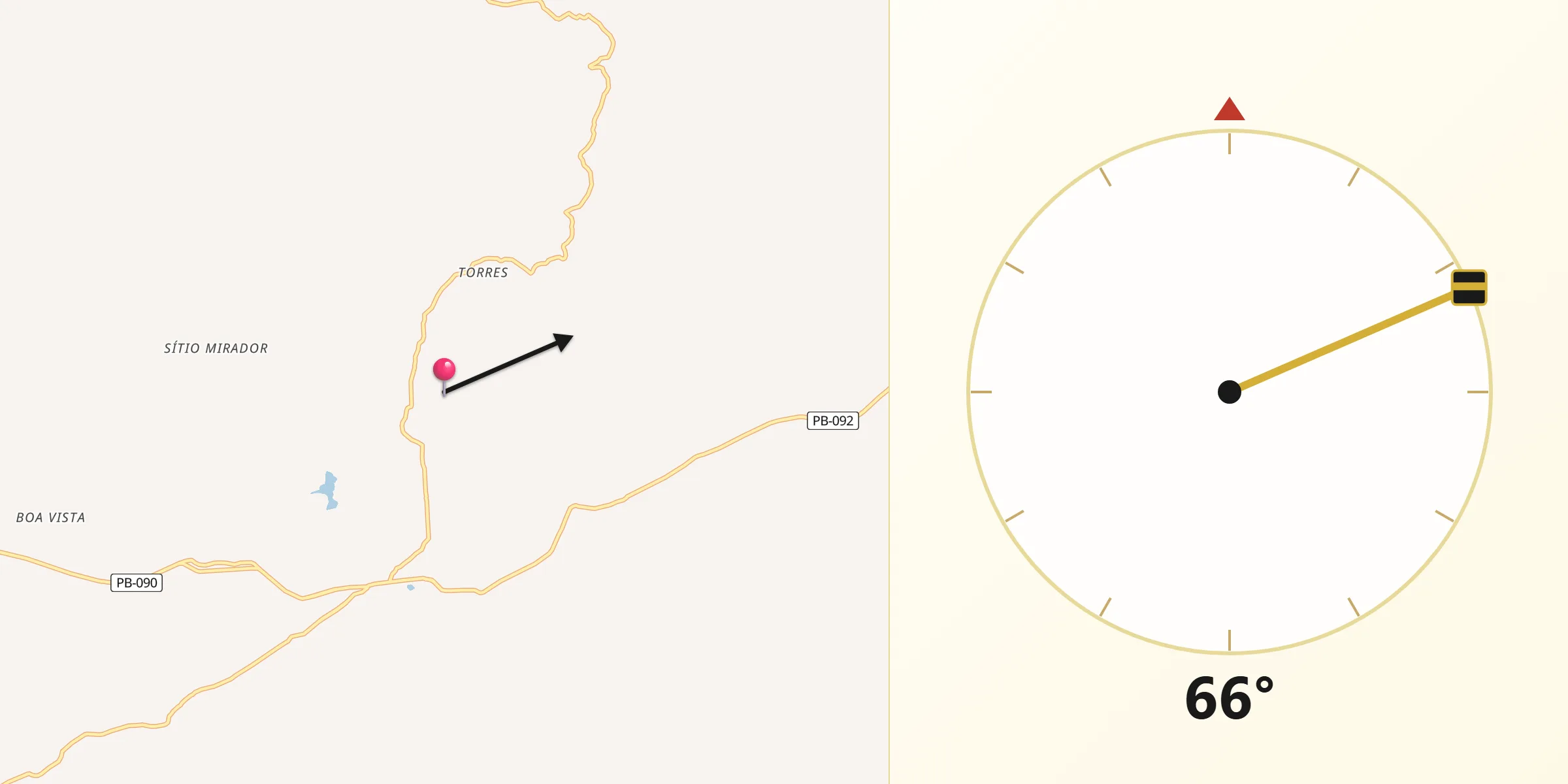 Direção da Qibla a partir de Aroeiras