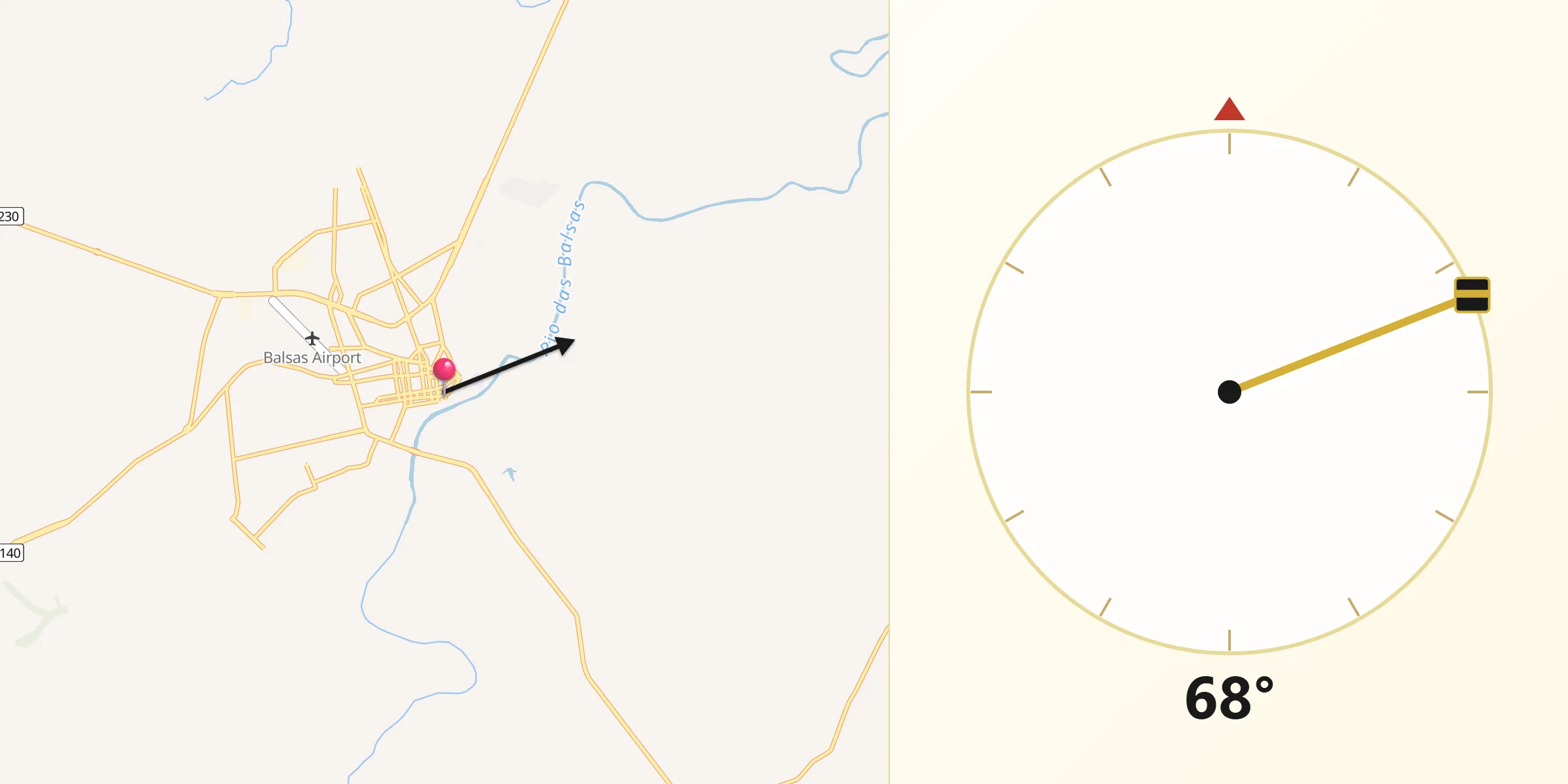 Direção da Qibla a partir de Balsas