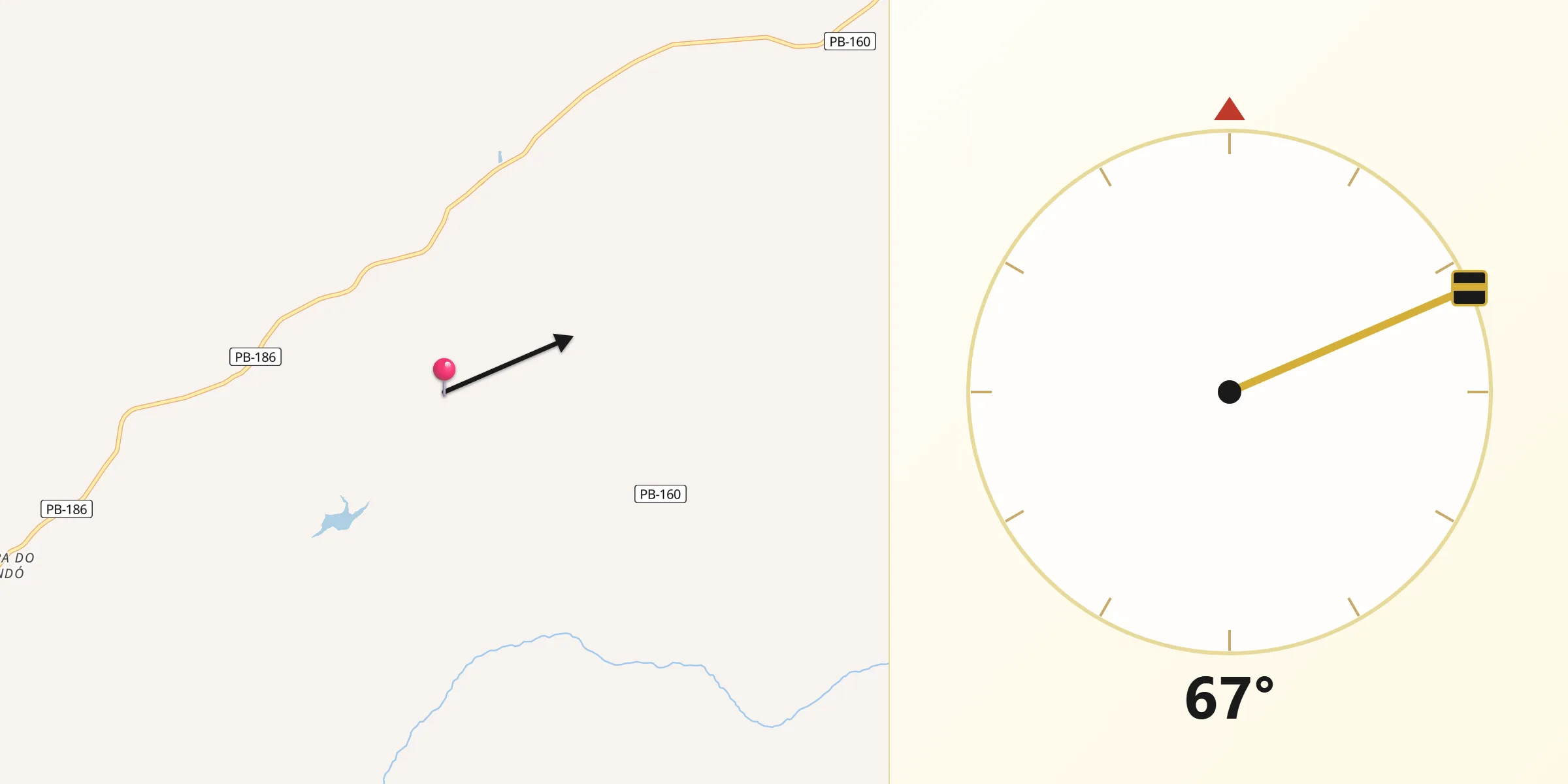 Direção da Qibla a partir de São Domingos do Cariri