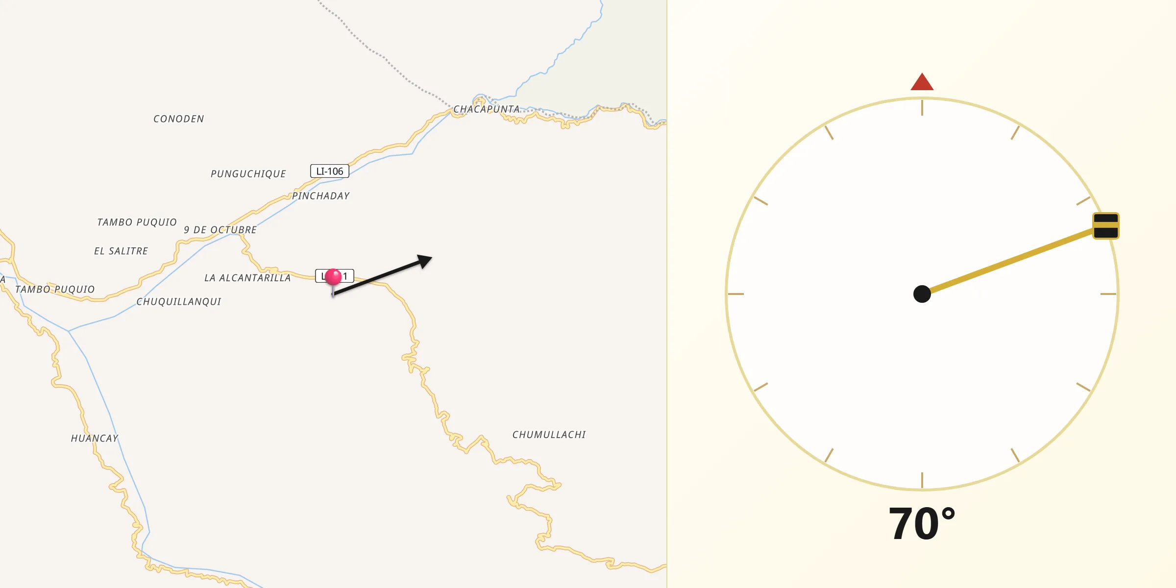 Dirección de la Qibla desde Gran Chimu