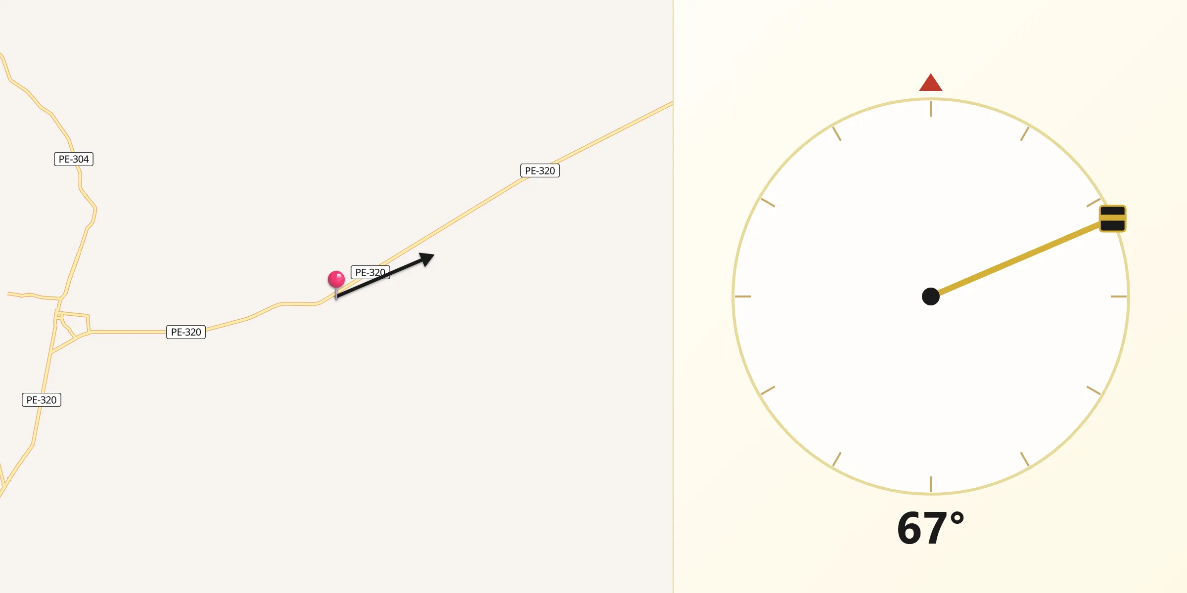 Direção da Qibla a partir de Tabira