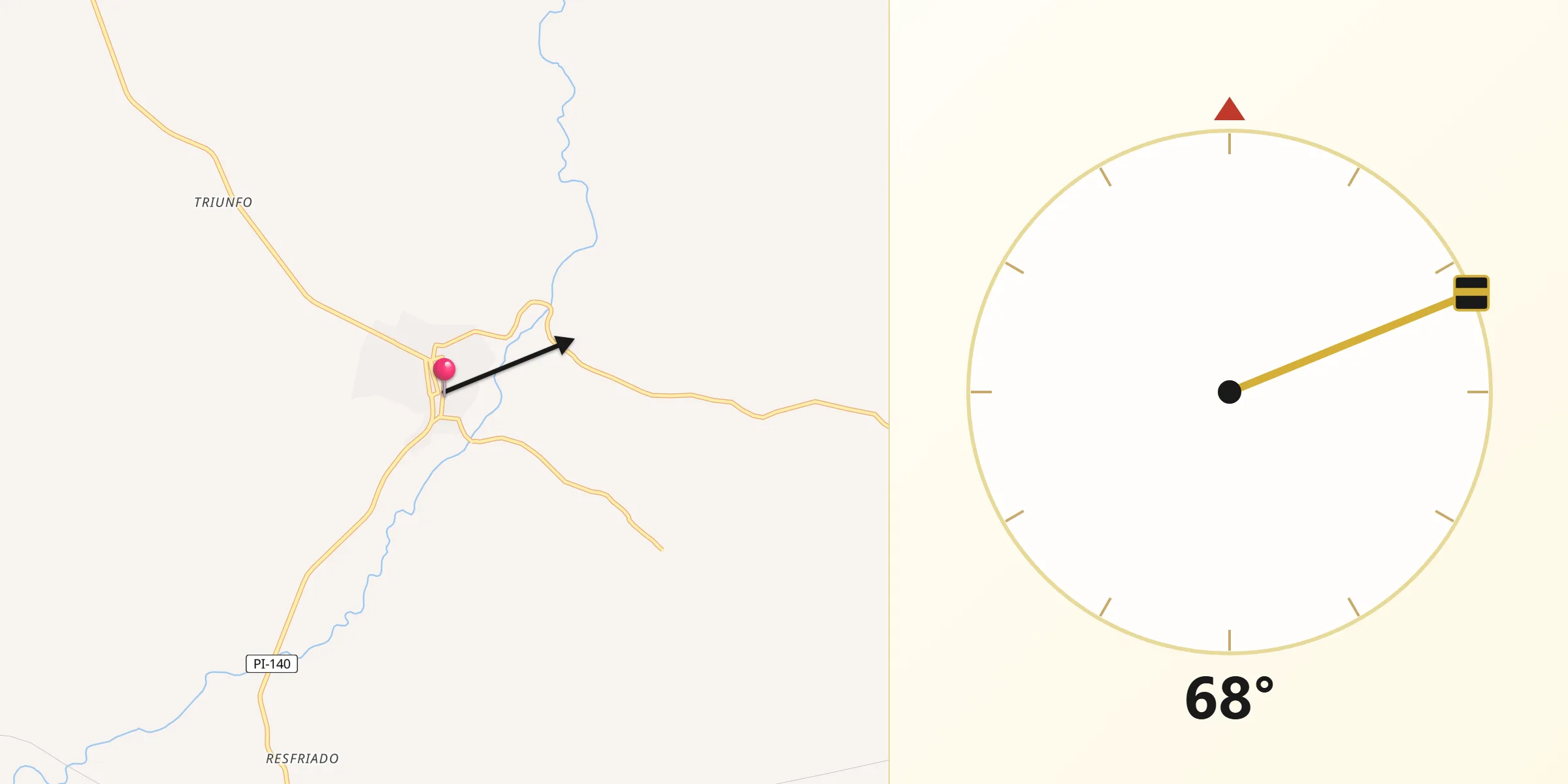 Direção da Qibla a partir de Itaueira