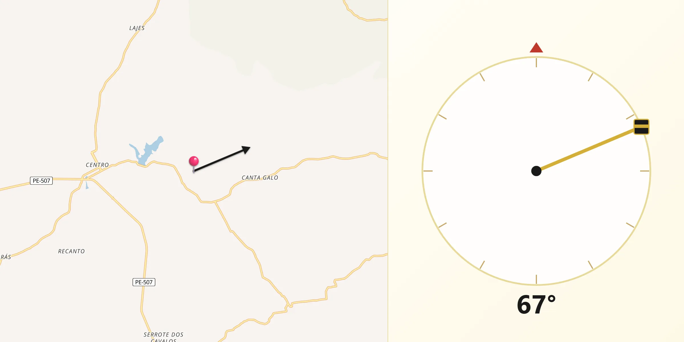 Direção da Qibla a partir de Moreilândia