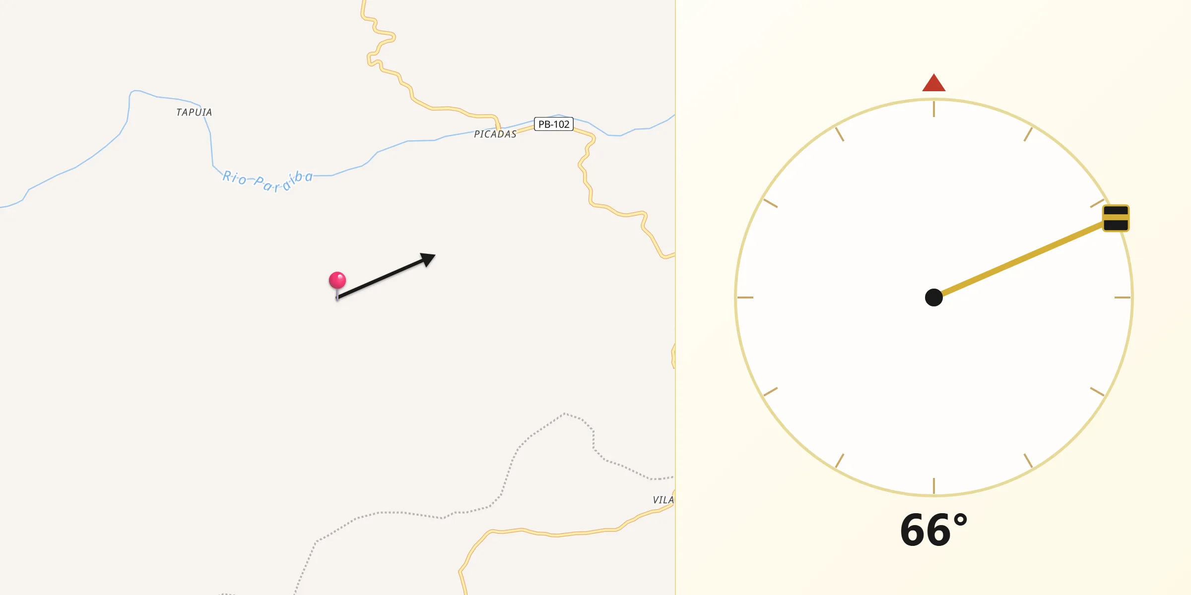 Direção da Qibla a partir de Umbuzeiro