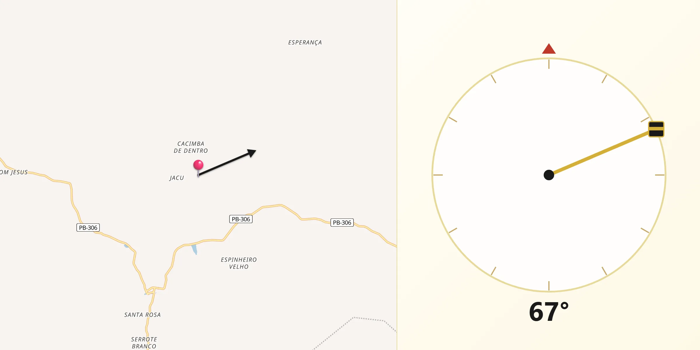 Direção da Qibla a partir de São José de Princesa