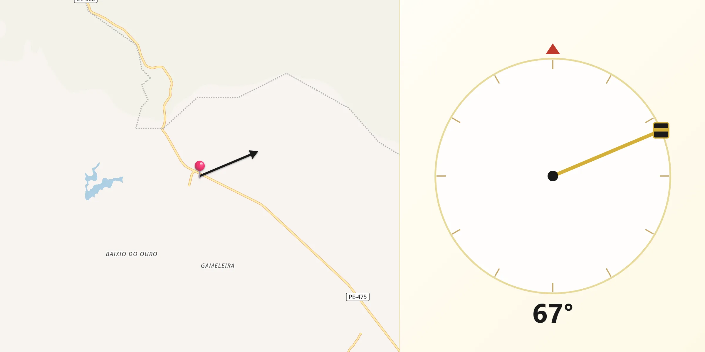 Direção da Qibla a partir de Cedro