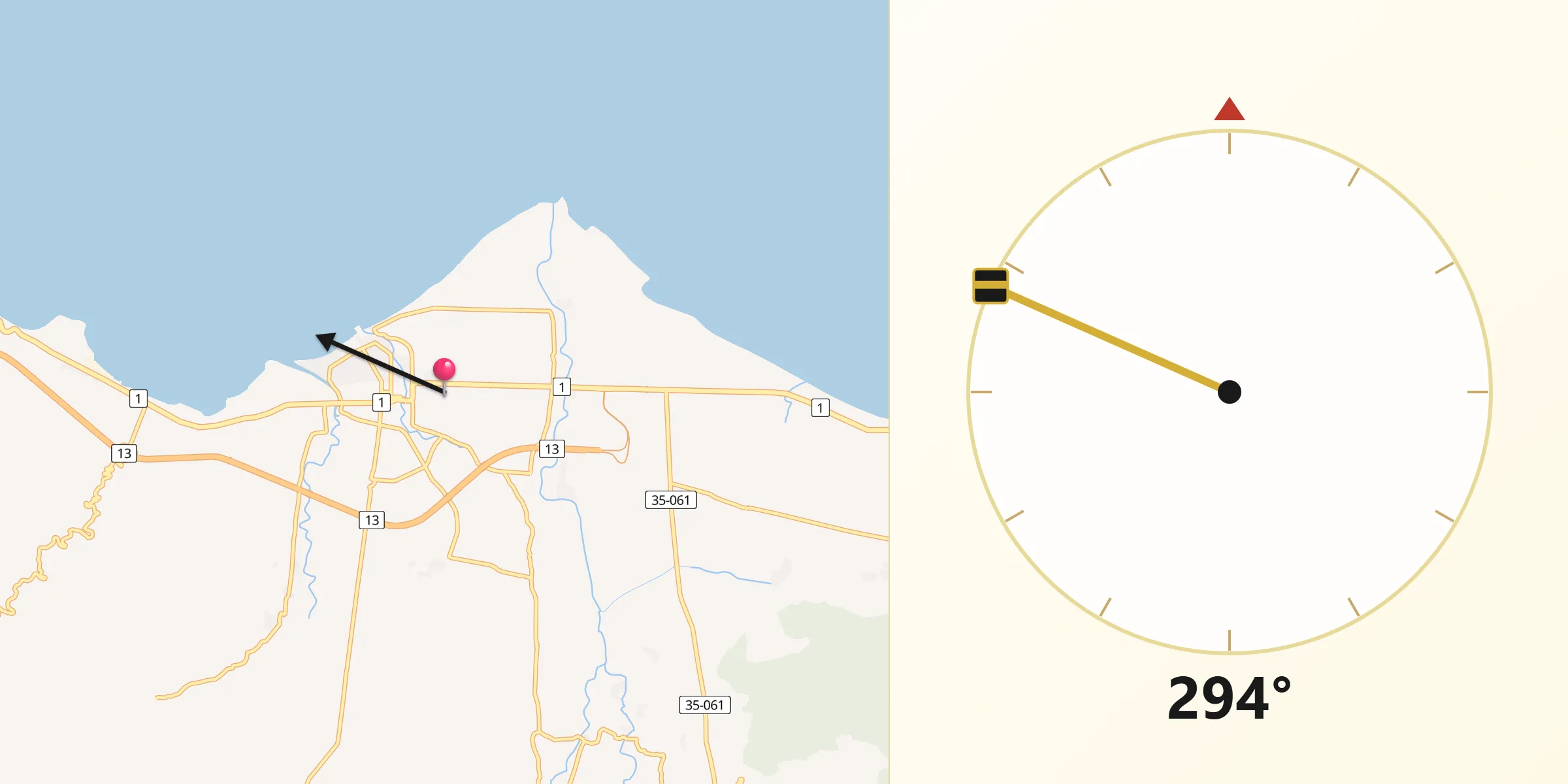 Qibla Direction from Besuki
