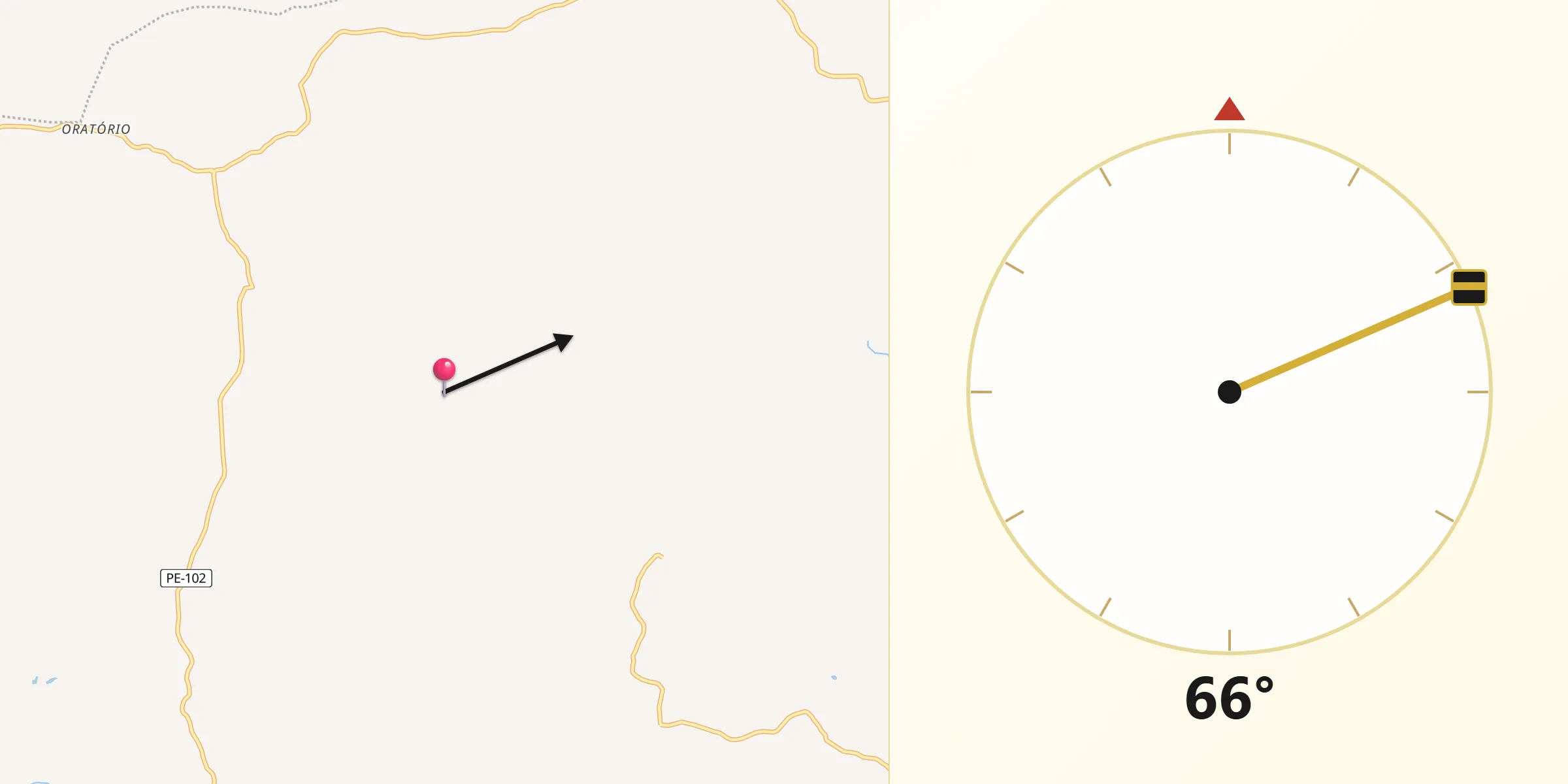 Direção da Qibla a partir de Casinhas