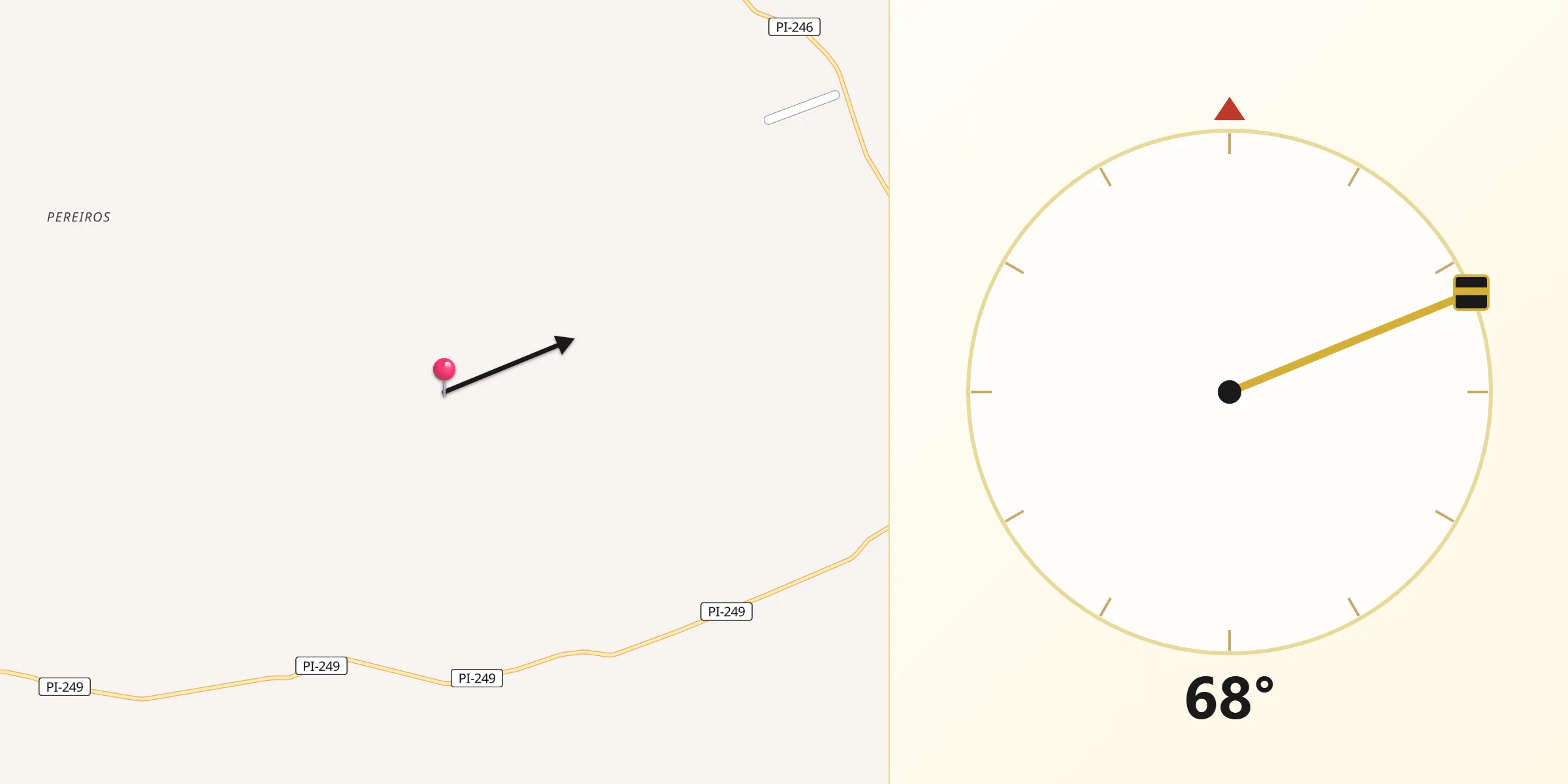 Direção da Qibla a partir de Paes Landim