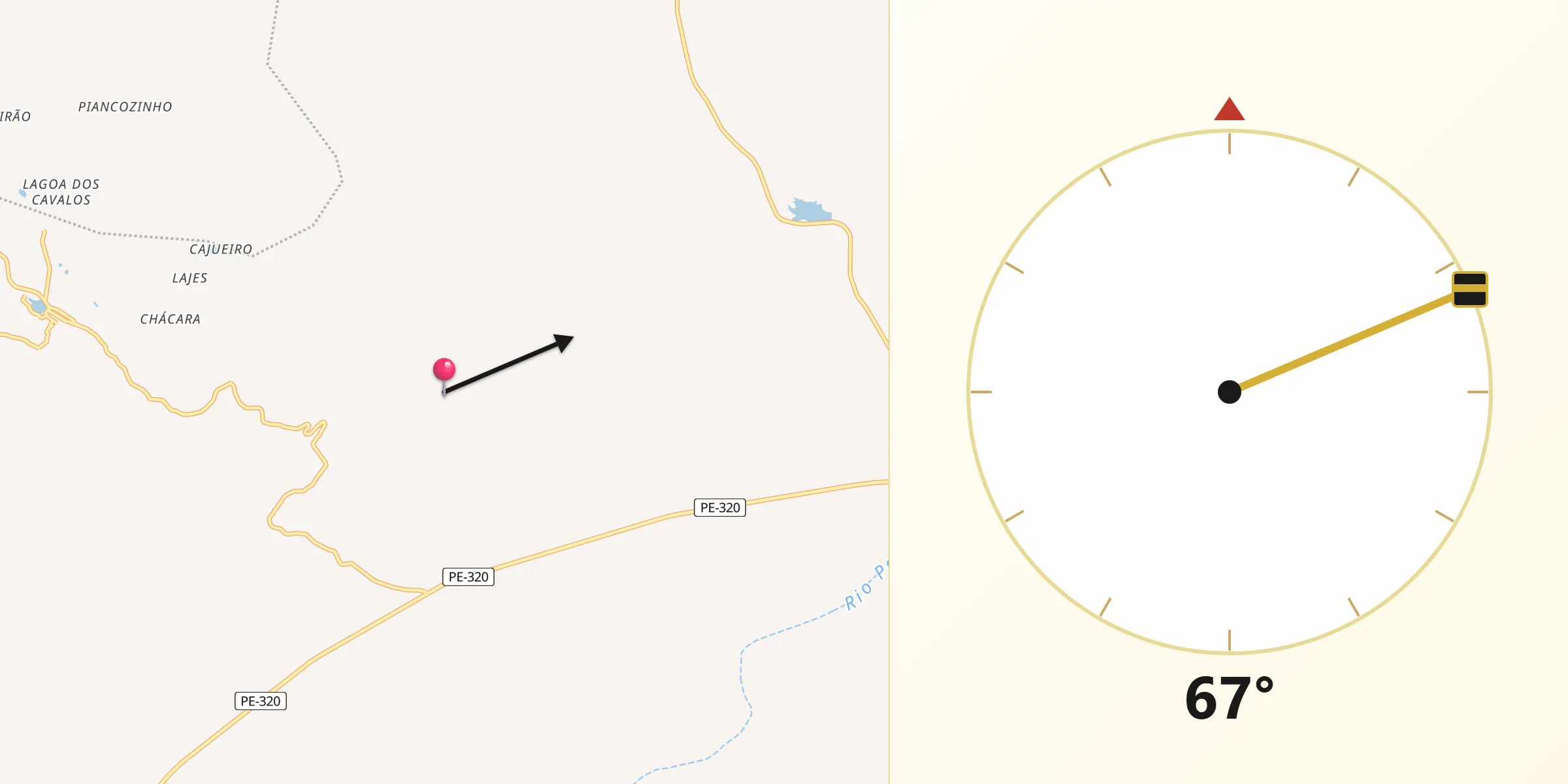 Direção da Qibla a partir de Triunfo