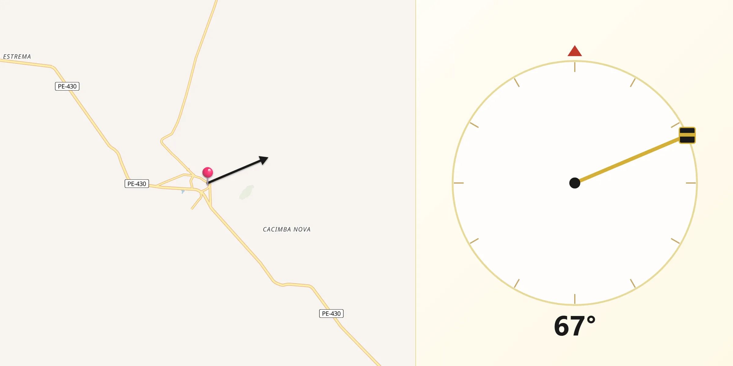 Direção da Qibla a partir de São José do Belmonte