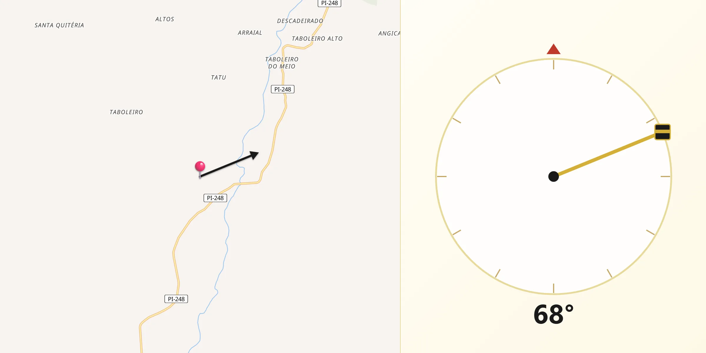 Direção da Qibla a partir de Pavussu