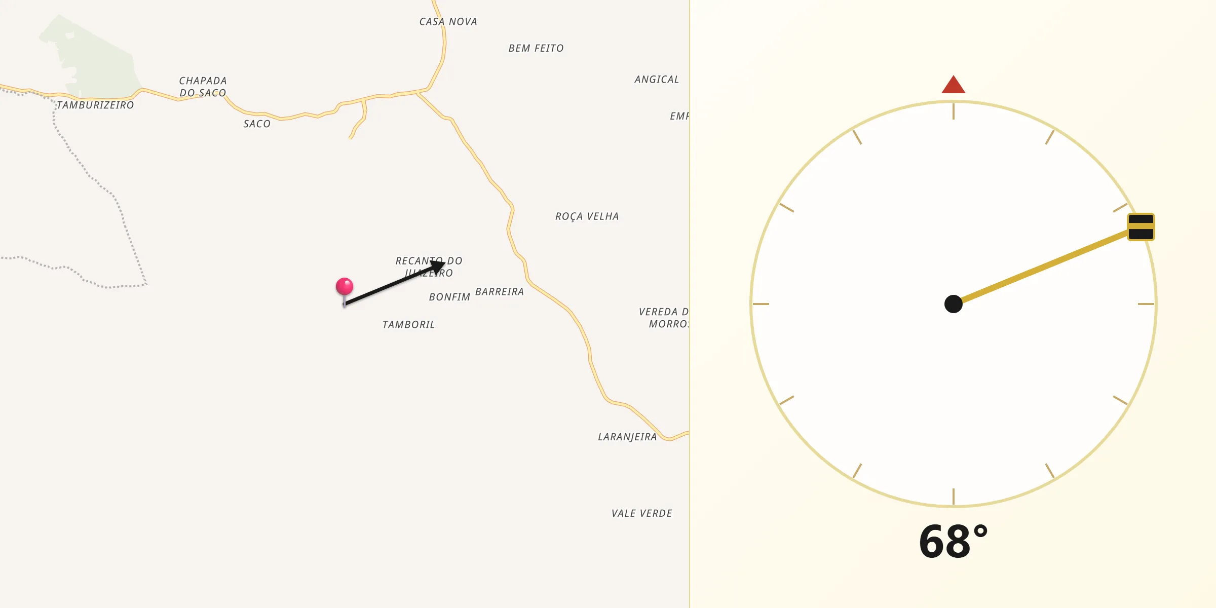 Direção da Qibla a partir de Socorro do Piauí