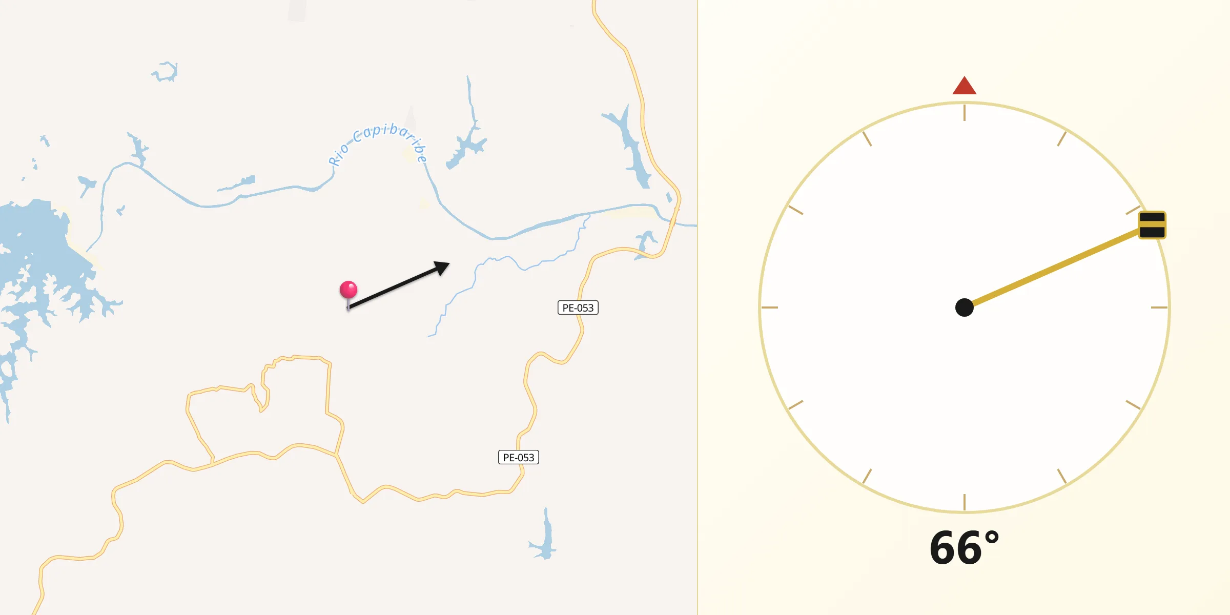 Direção da Qibla a partir de Lagoa de Itaenga