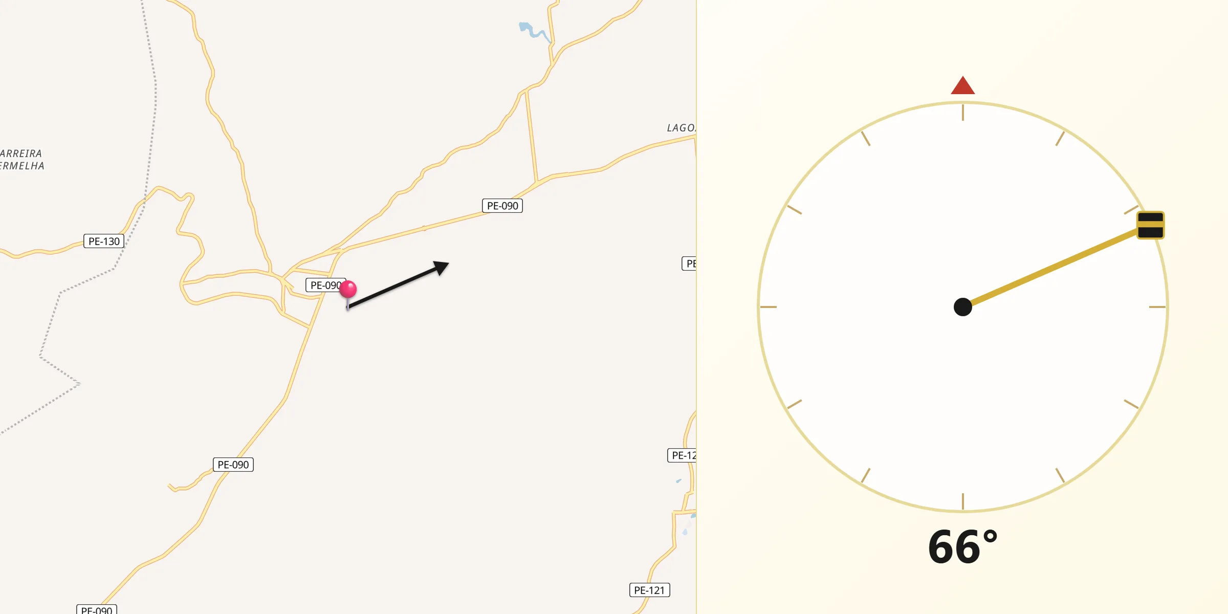 Direção da Qibla a partir de Vertentes