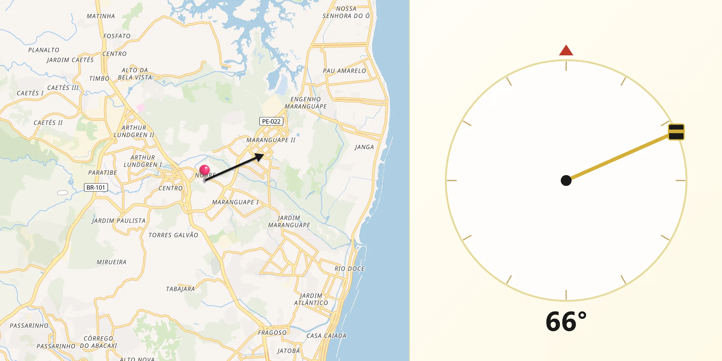 Direção da Qibla a partir de Paulista