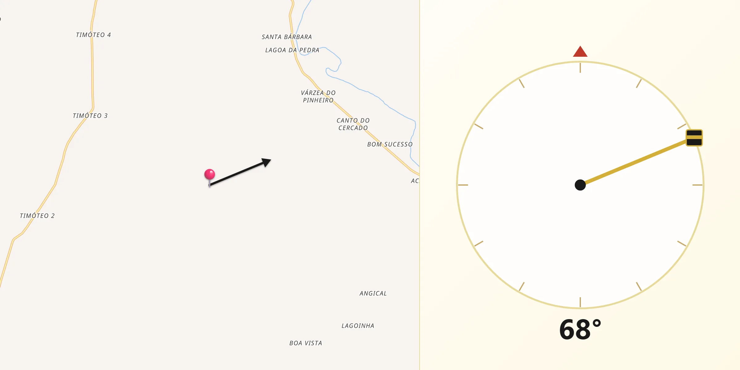 Direção da Qibla a partir de Conceição do Canindé
