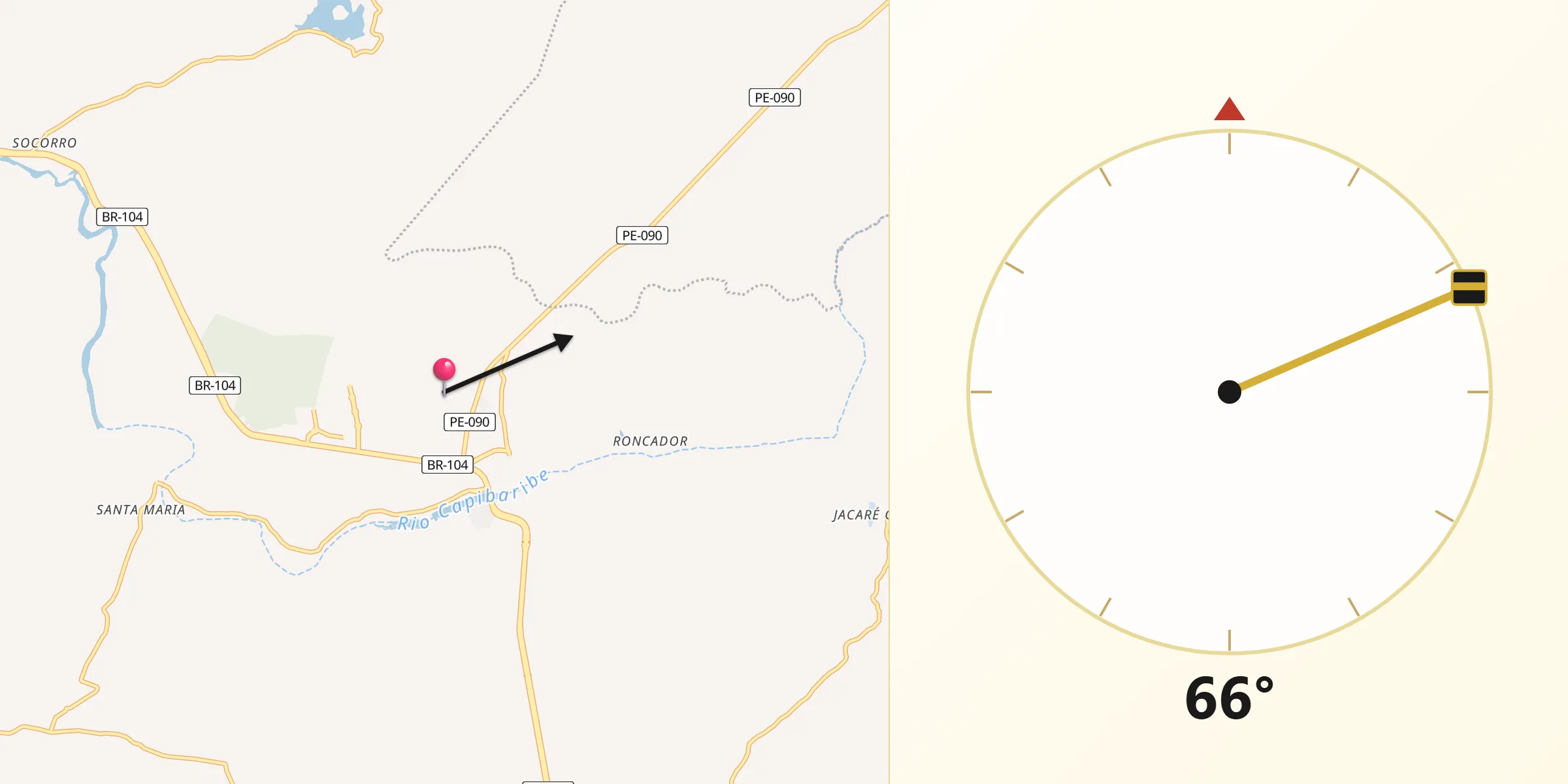 Direção da Qibla a partir de Toritama