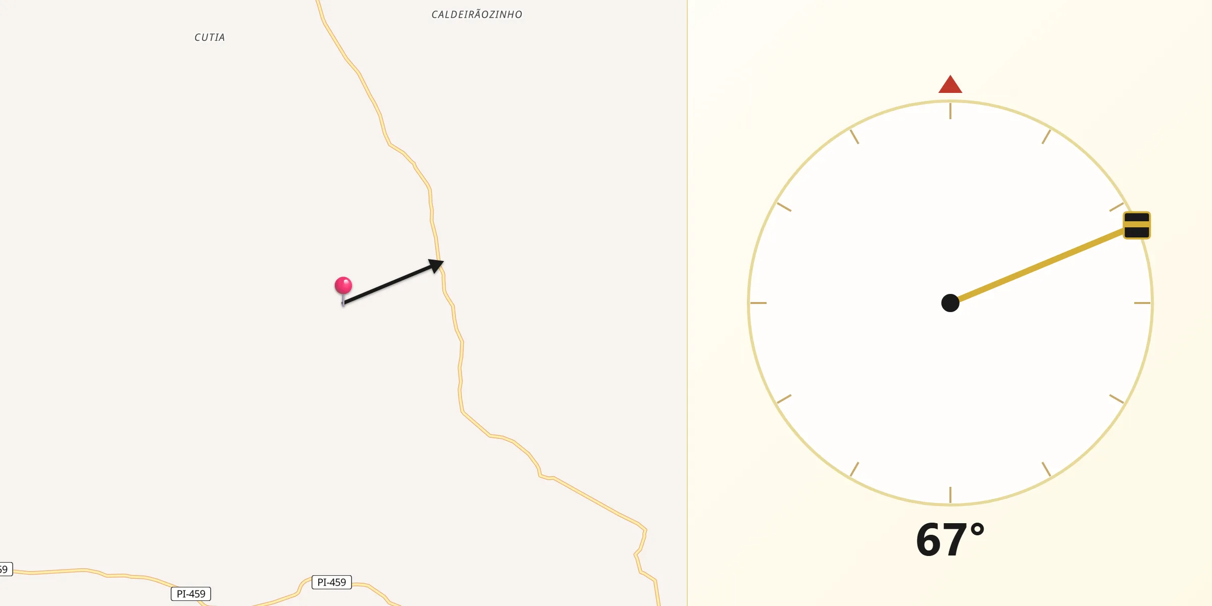 Direção da Qibla a partir de Betânia do Piauí