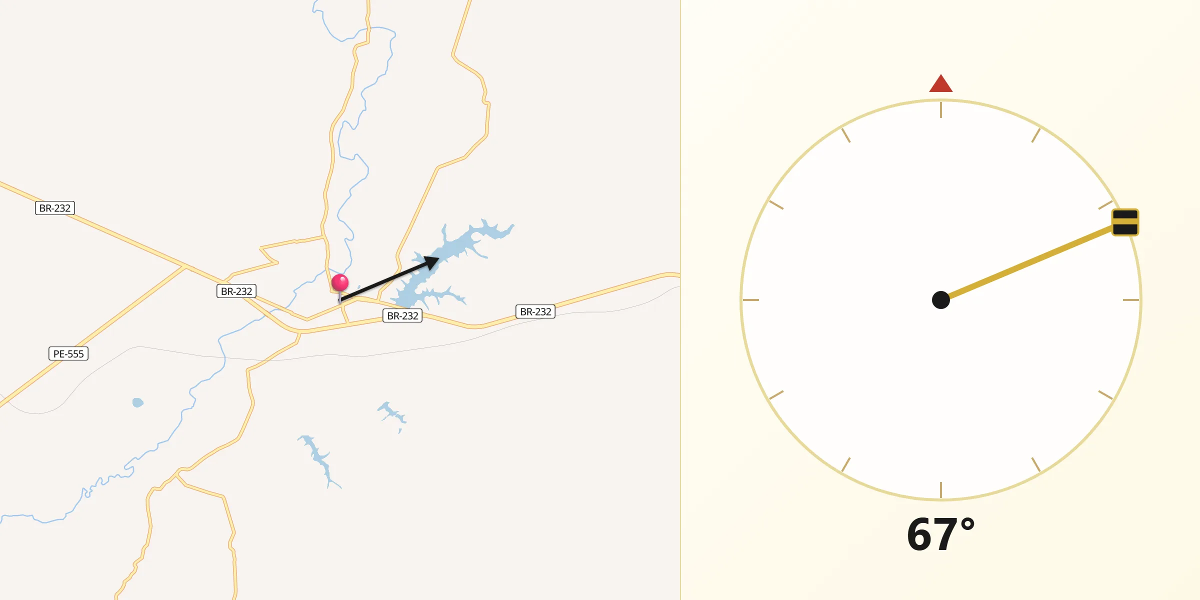 Direção da Qibla a partir de Parnamirim