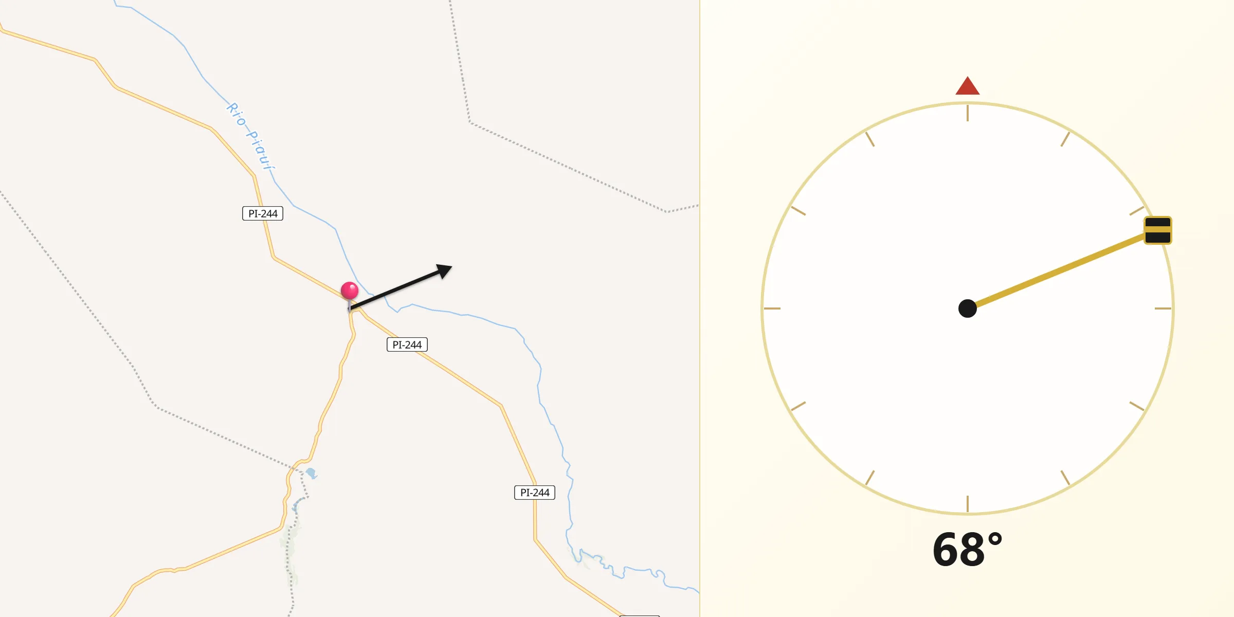 Direção da Qibla a partir de Ribeira do Piauí