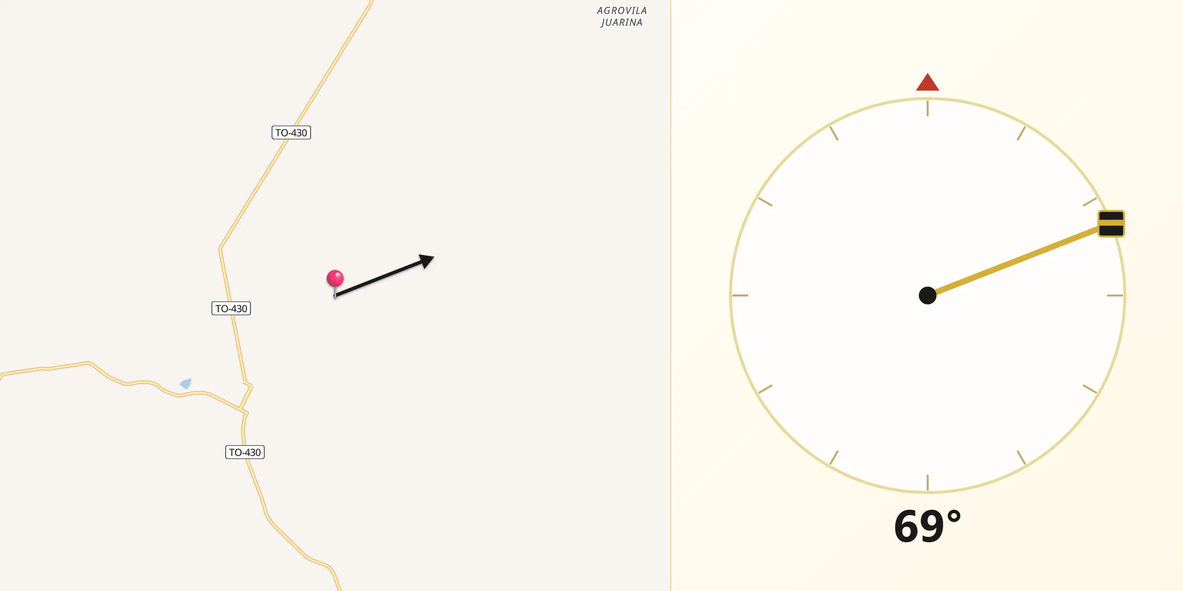 Direção da Qibla a partir de Juarina