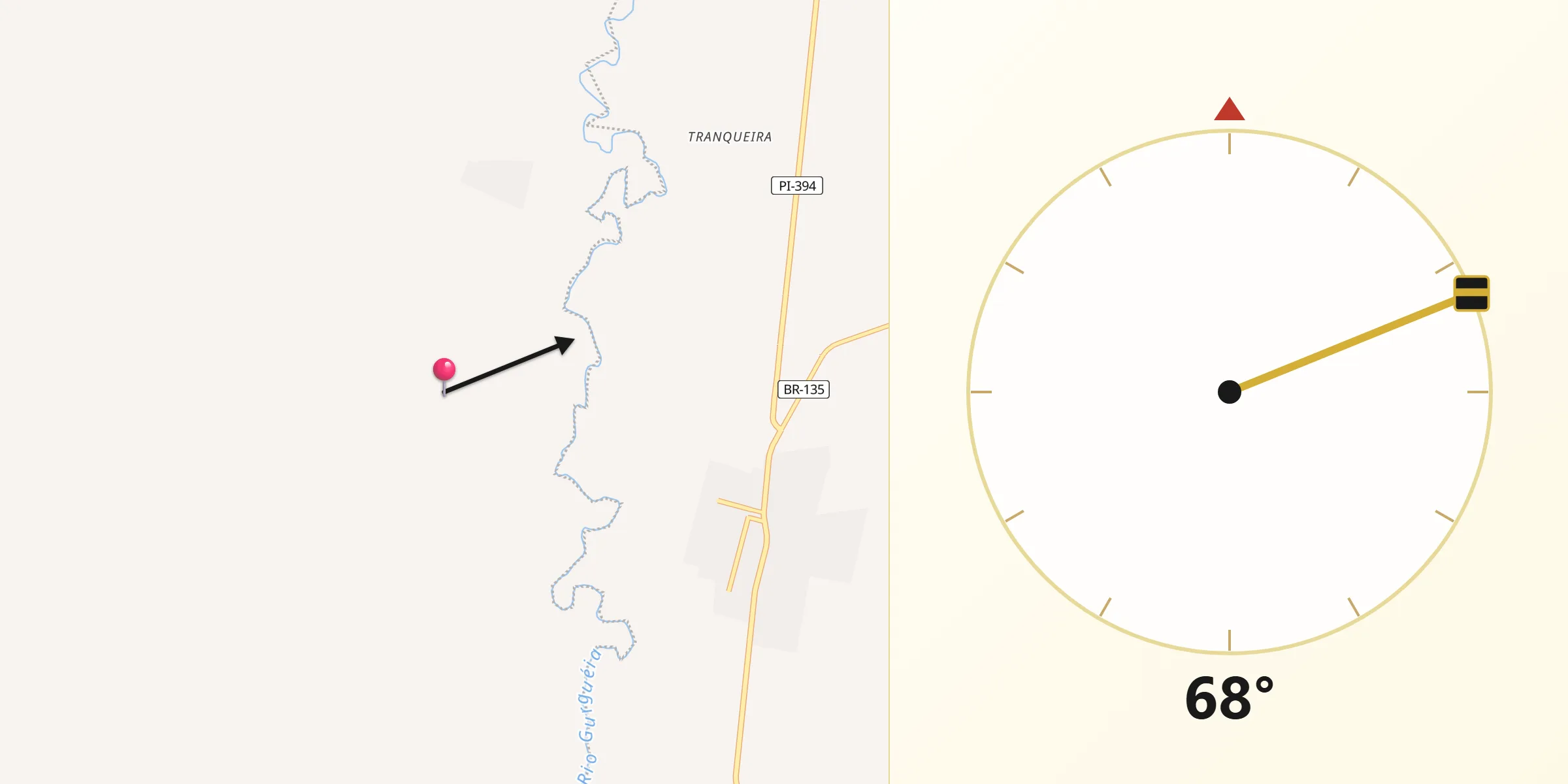Direção da Qibla a partir de Manoel Emídio