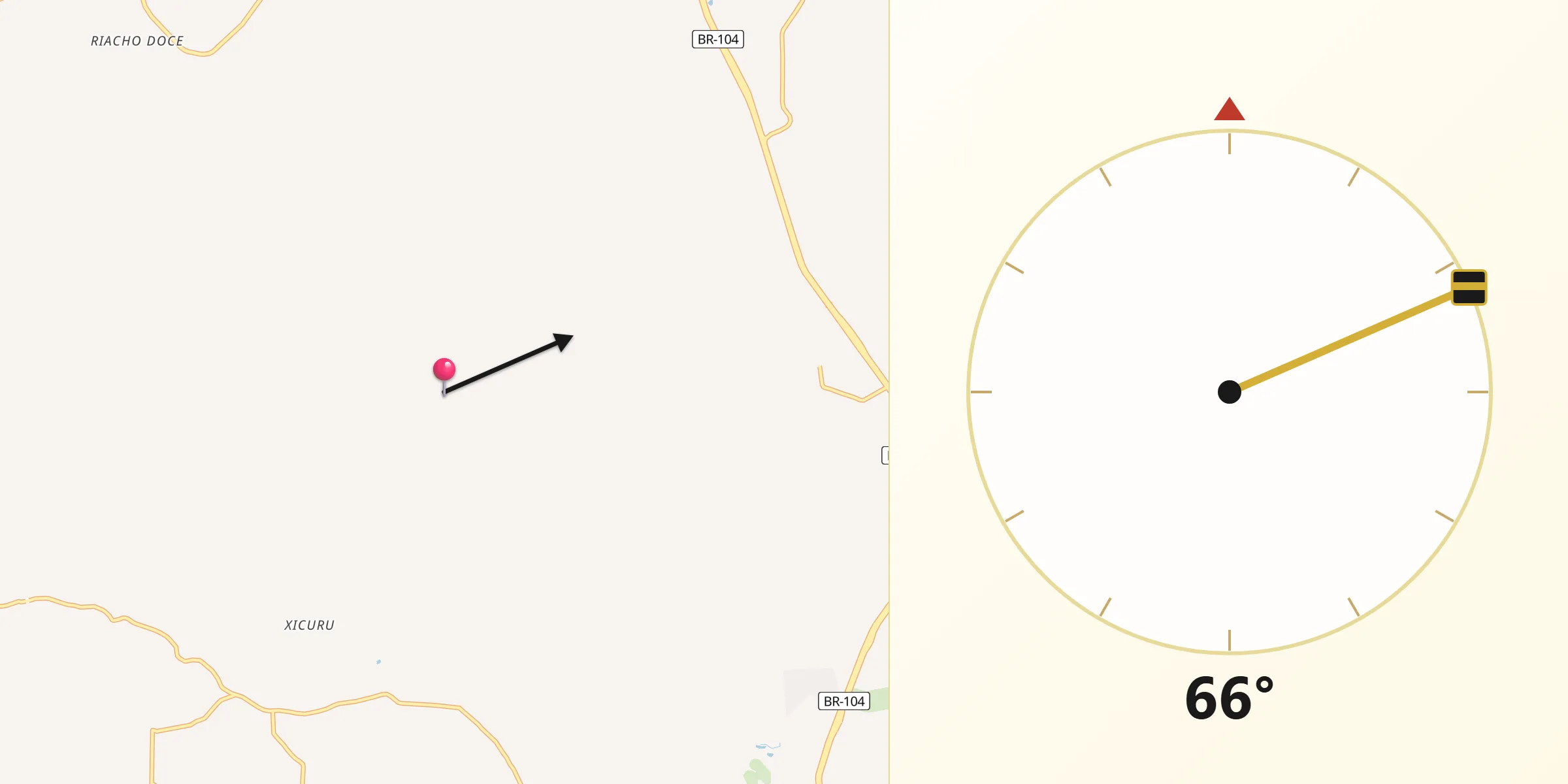Direção da Qibla a partir de Caruaru