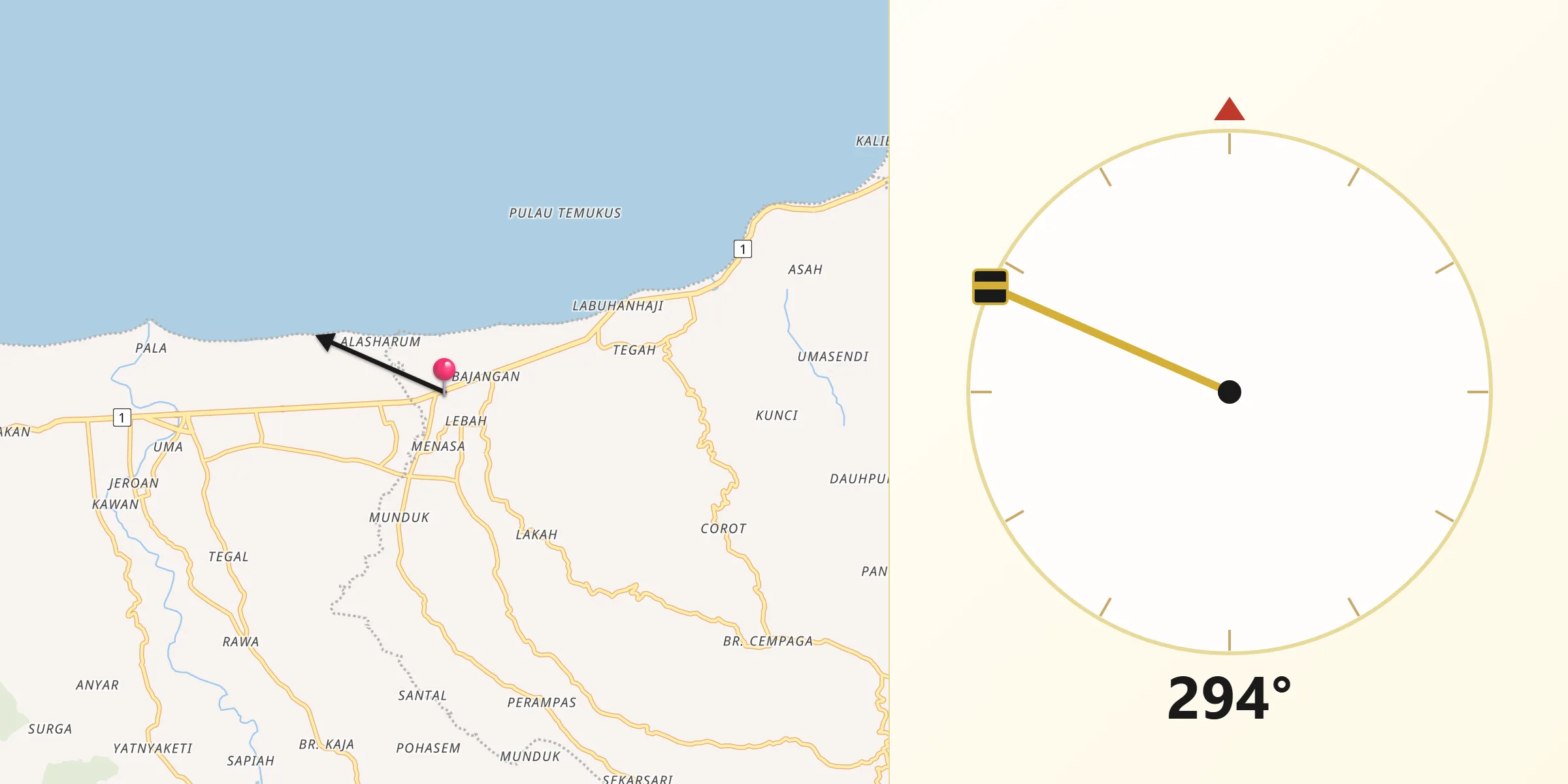 Qibla Direction from Banjar