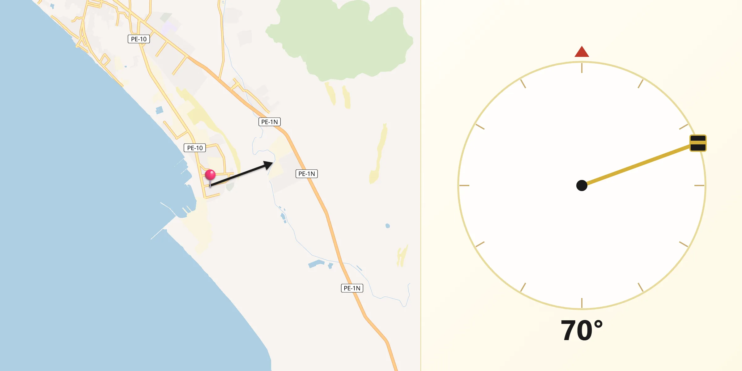 Dirección de la Qibla desde Salaverry