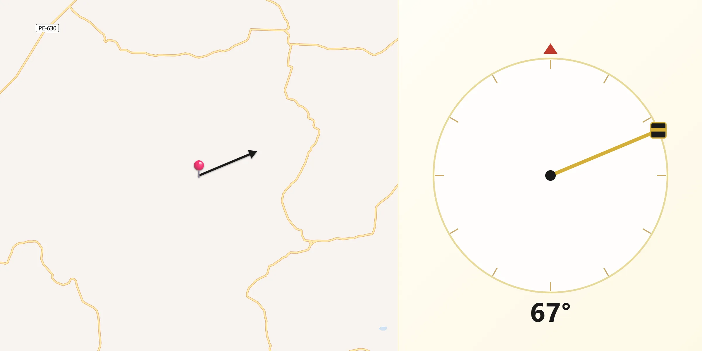 Direção da Qibla a partir de Santa Filomena