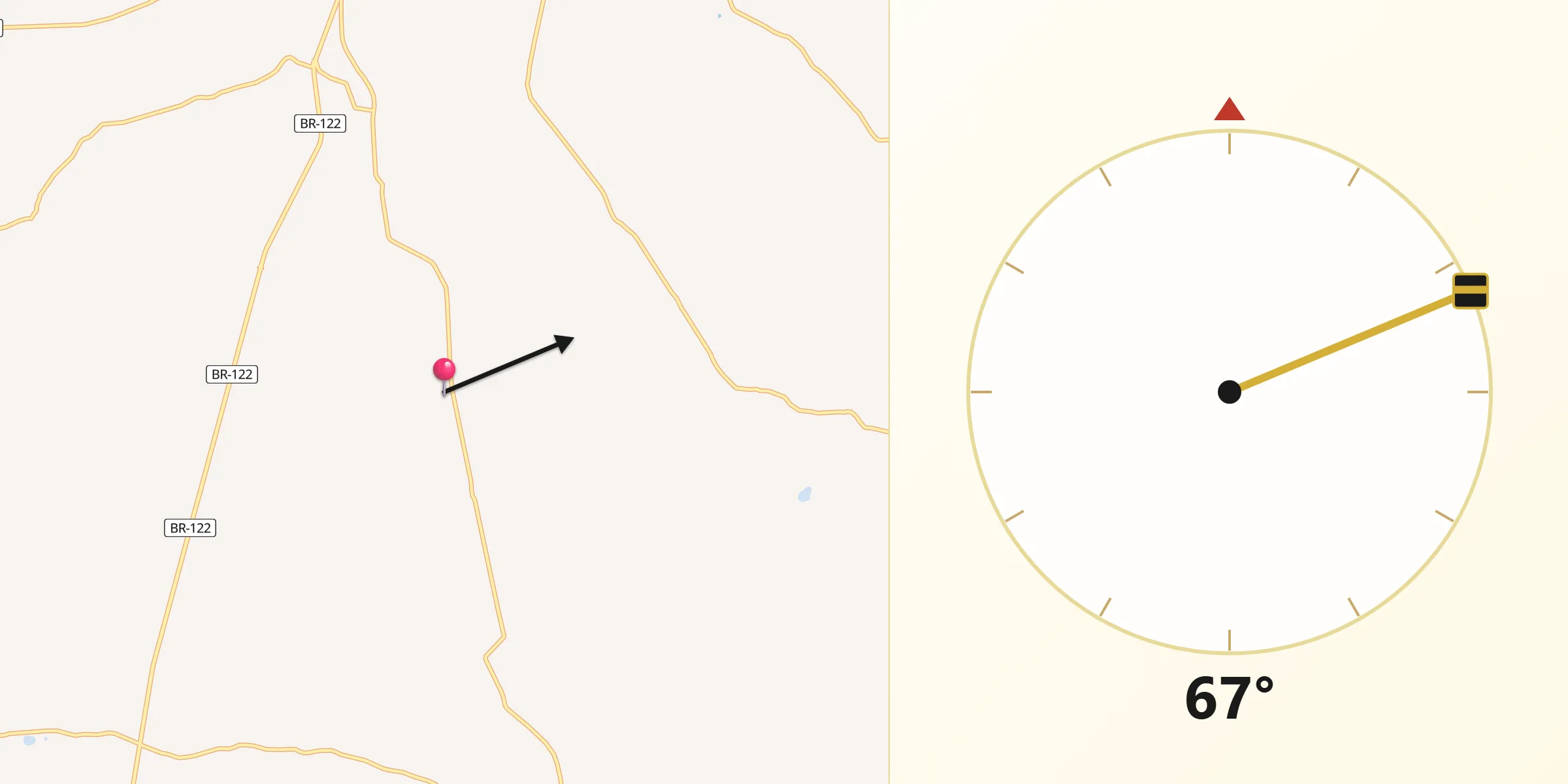 Direção da Qibla a partir de Santa Cruz
