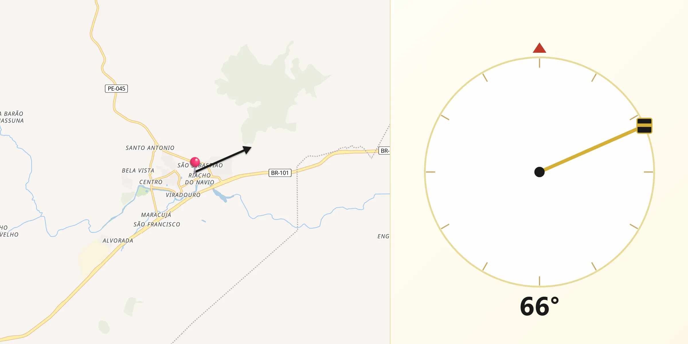 Direção da Qibla a partir de Escada