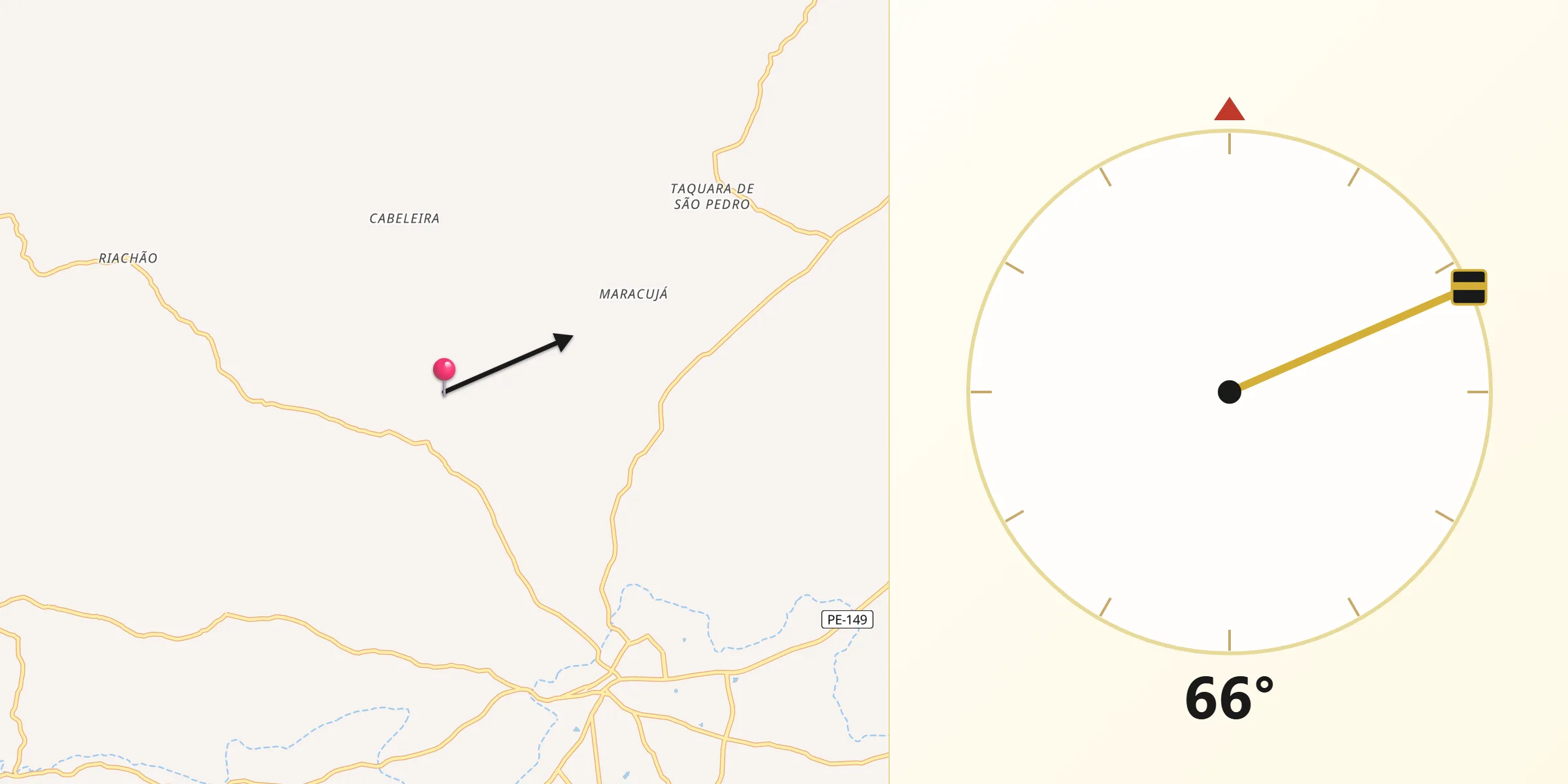 Direção da Qibla a partir de Altinho