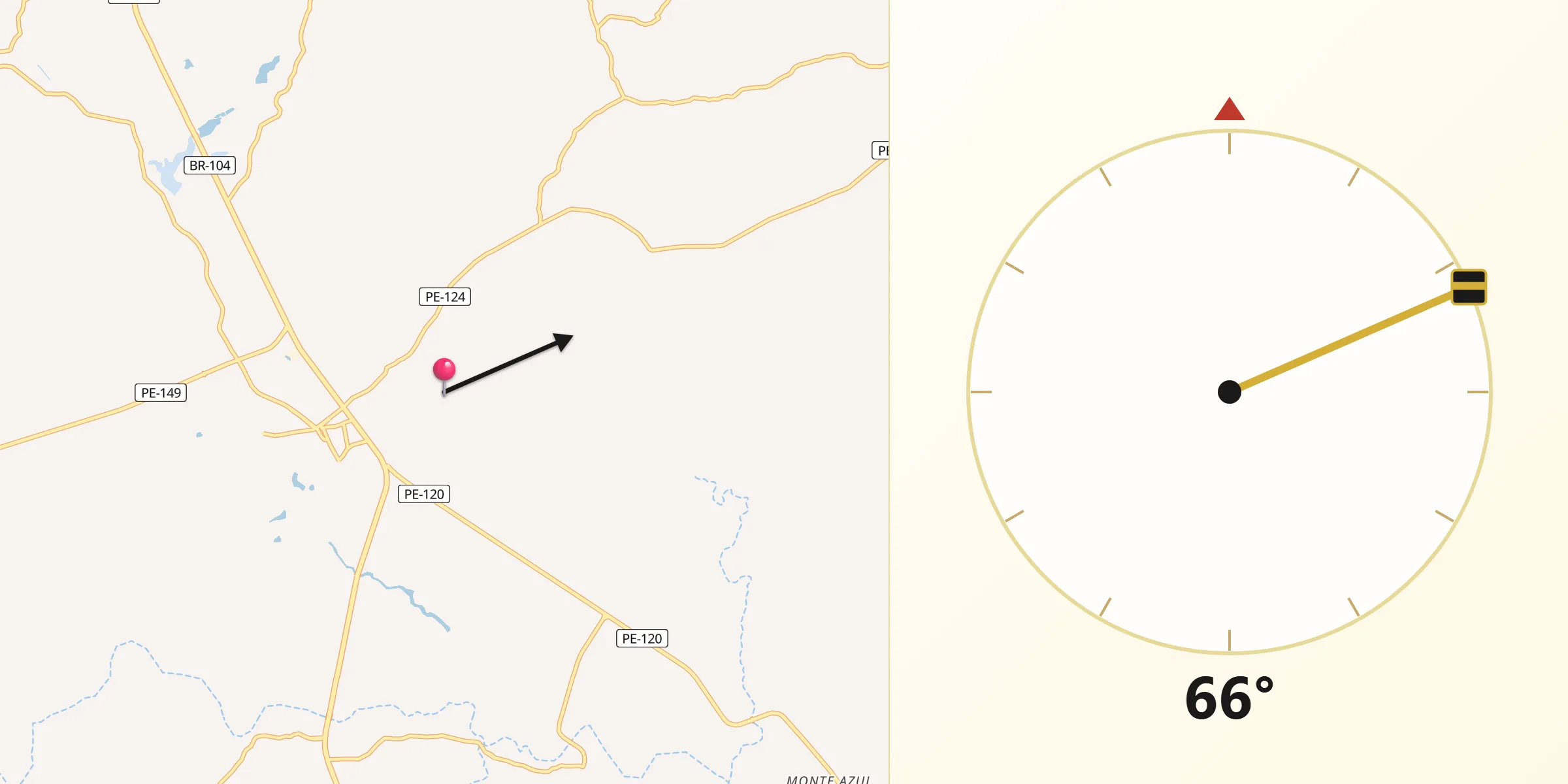 Direção da Qibla a partir de Agrestina