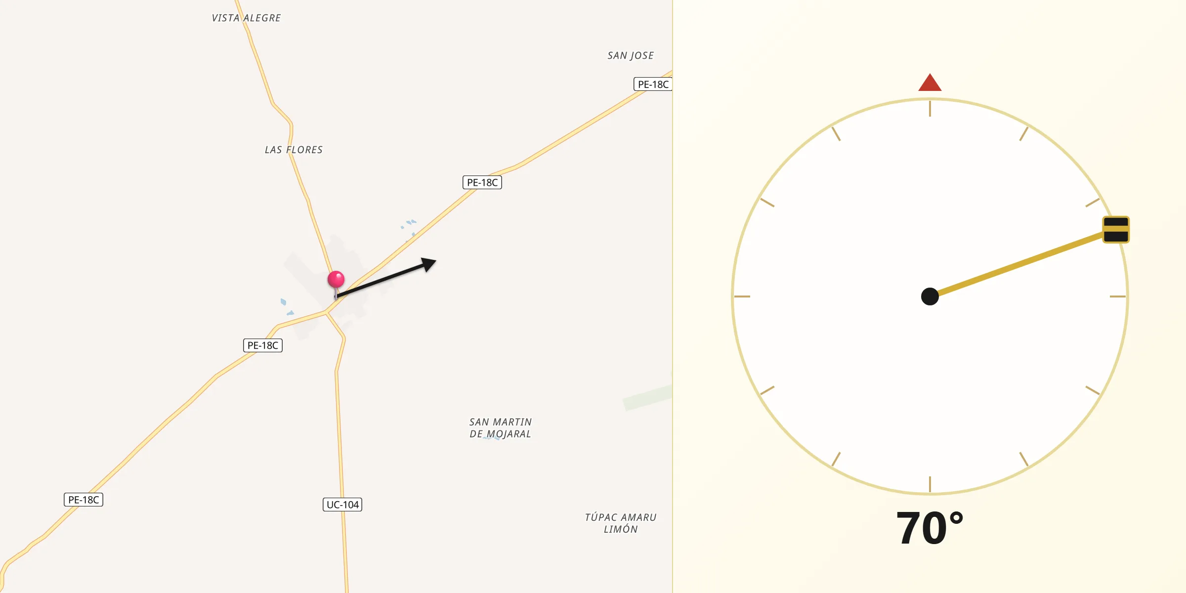 Dirección de la Qibla desde Campoverde