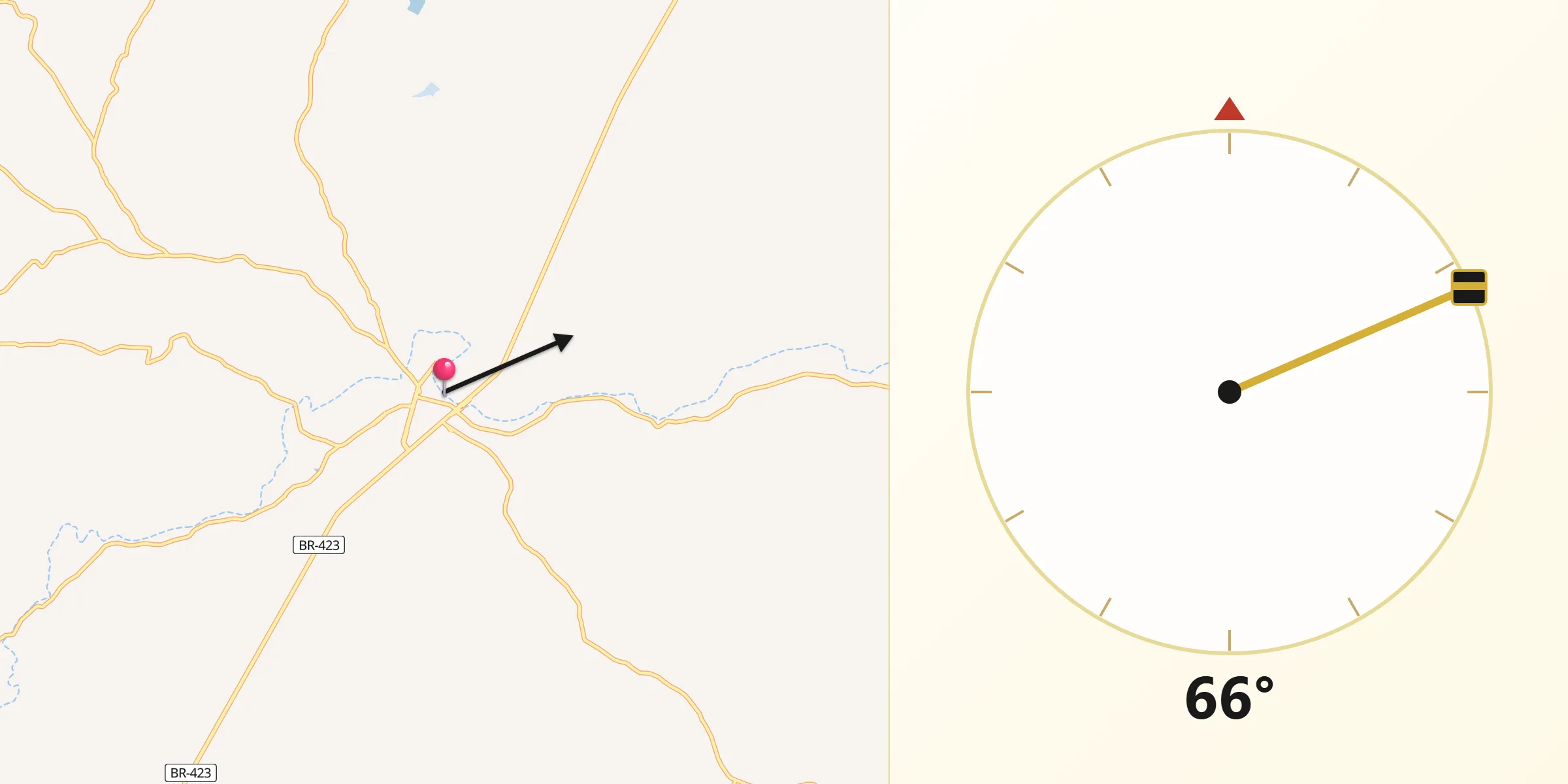 Direção da Qibla a partir de Cachoeirinha