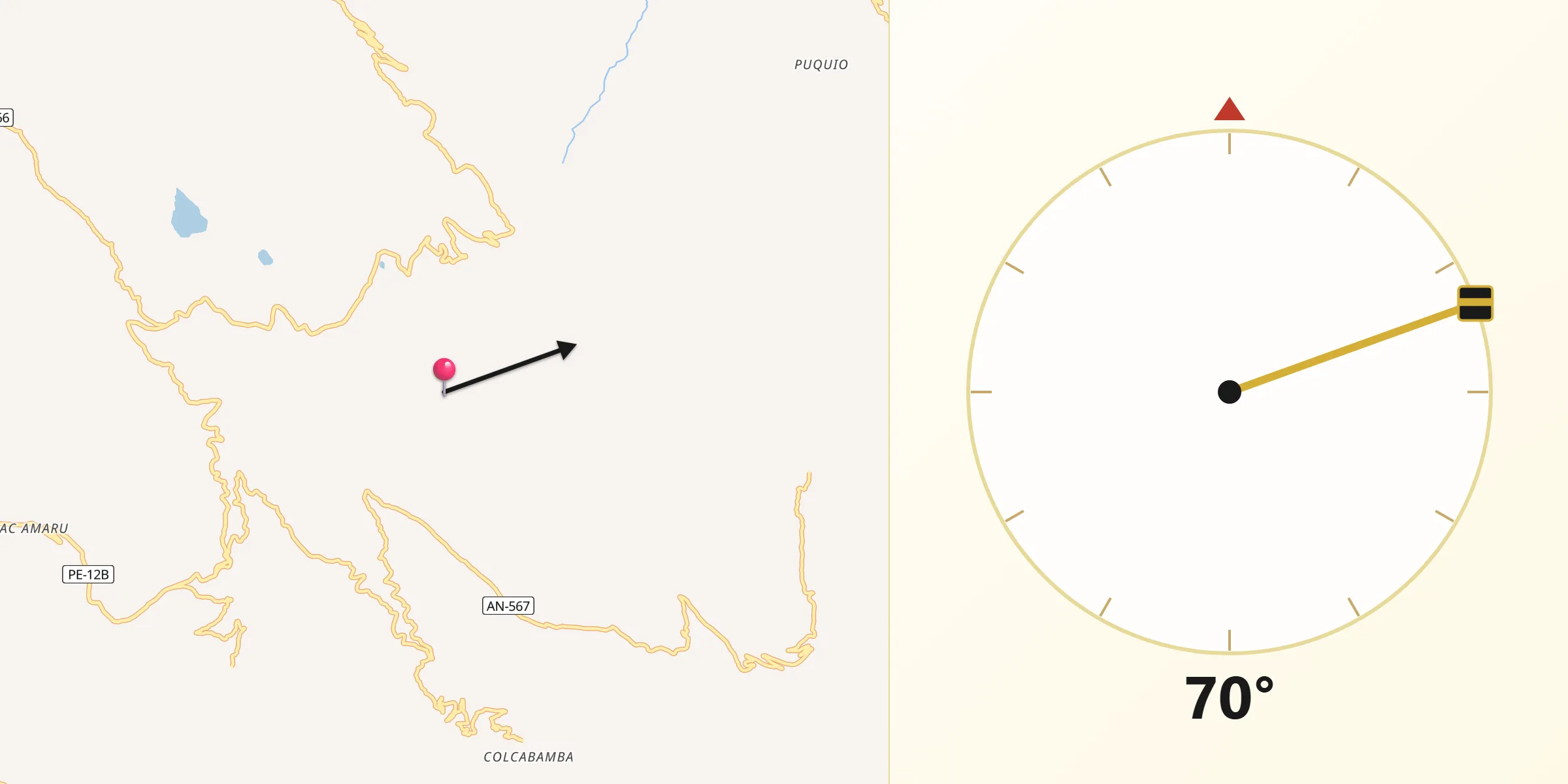 Dirección de la Qibla desde Provincia de Sihuas