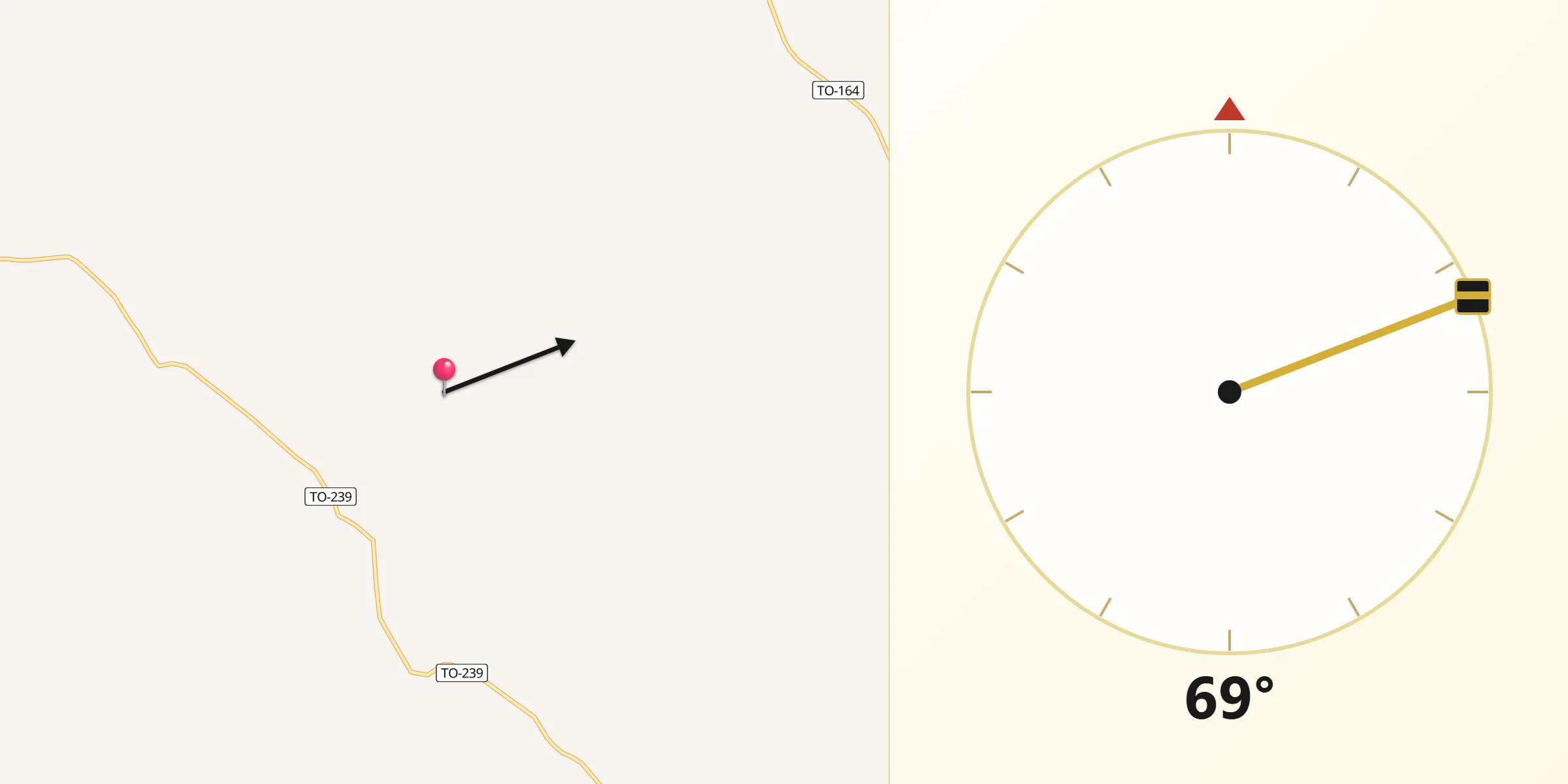 Direção da Qibla a partir de Itaporã do Tocantins