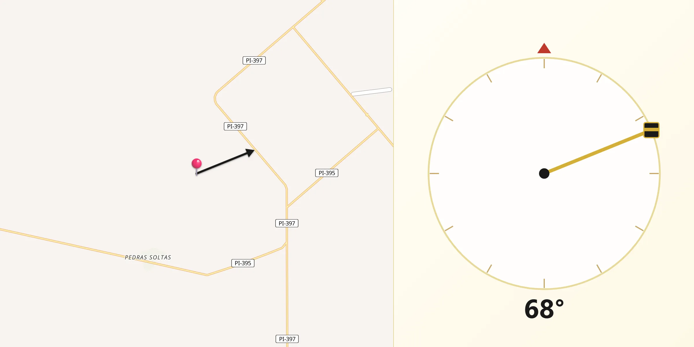 Direção da Qibla a partir de Palmeira do Piauí