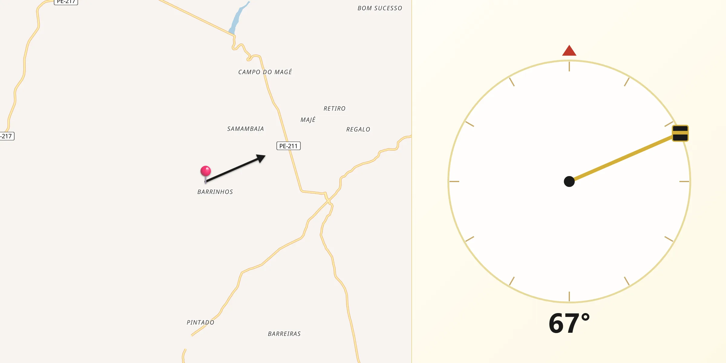 Direção da Qibla a partir de Alagoinha