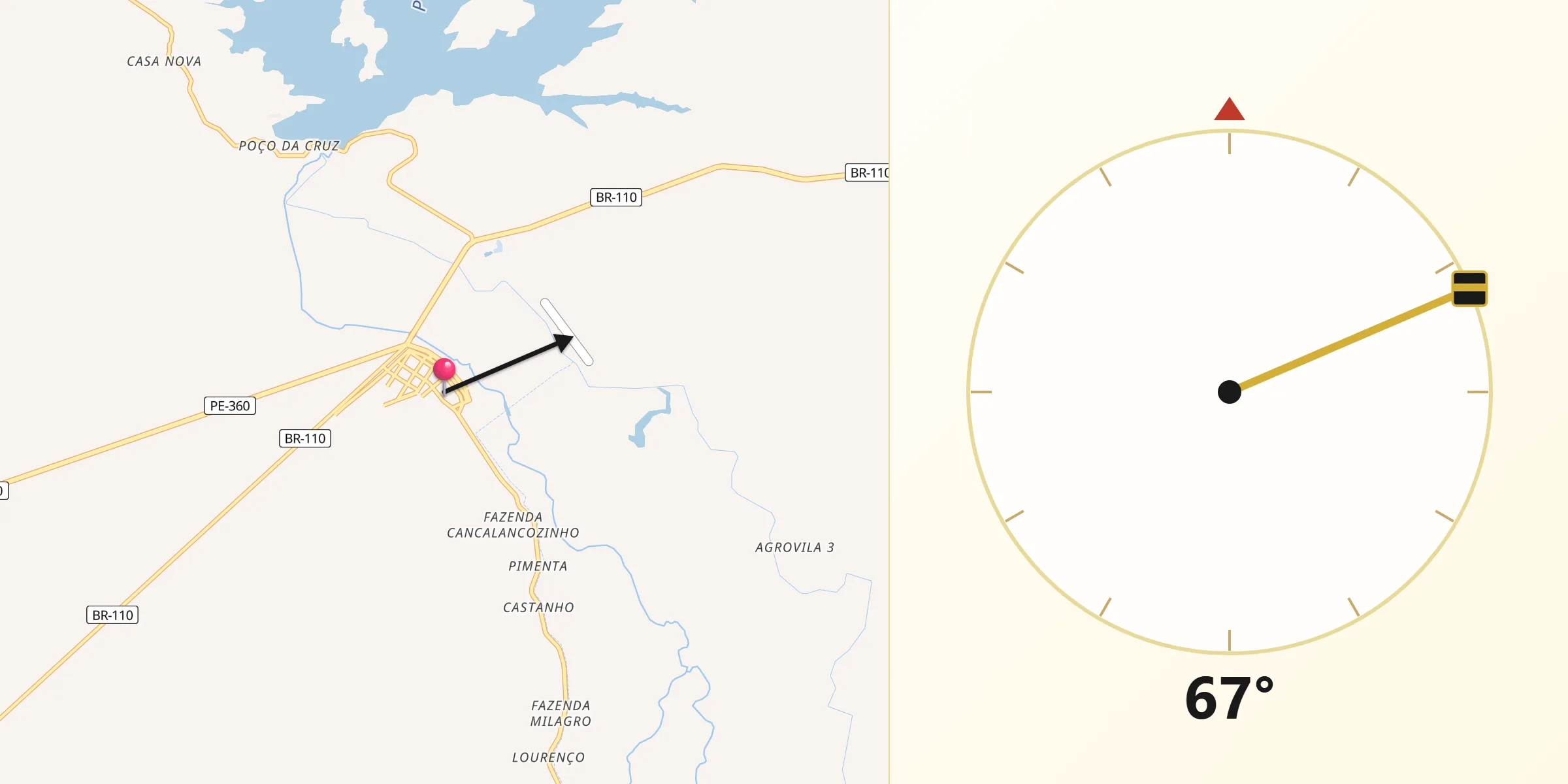 Direção da Qibla a partir de Ibimirim